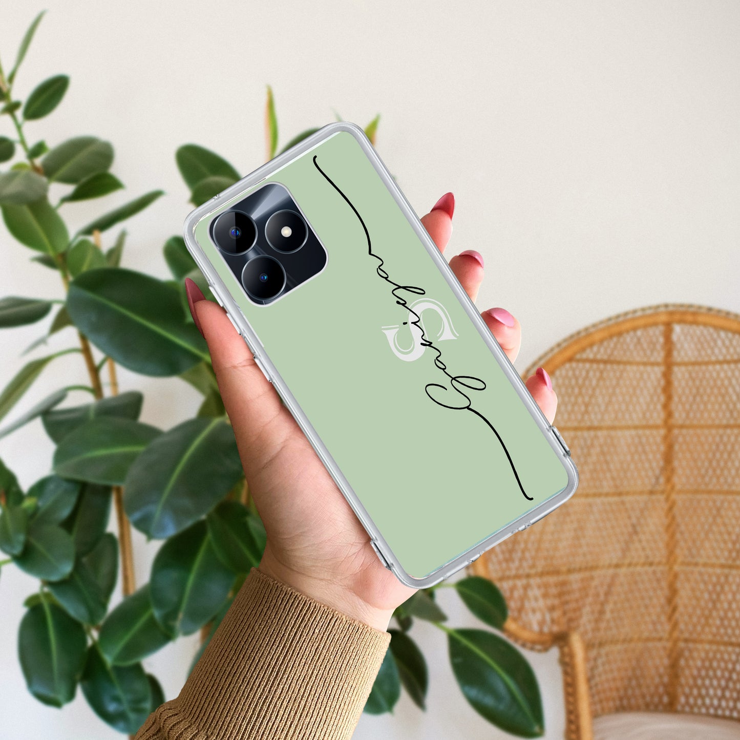 Personalized Initials Mint Green Silicon Case For Realme/Narzo - ShopOnCliQ