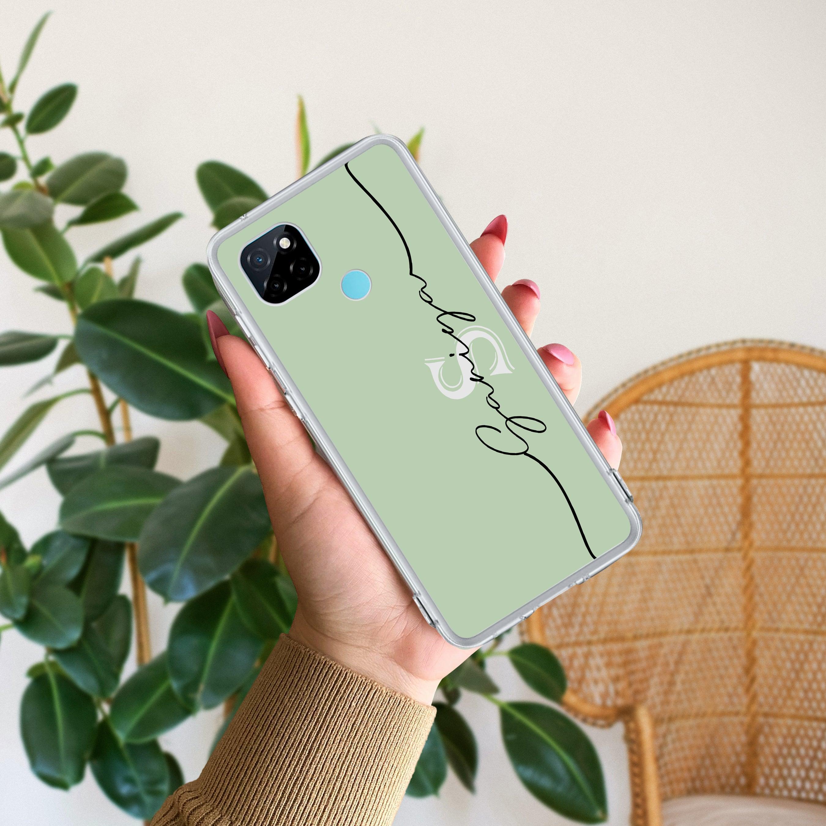 Personalized Initials Mint Green Silicon Case For Realme 10 Pro+ 5G