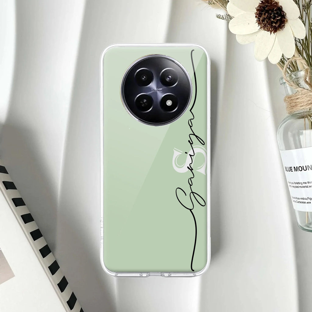 Personalized Initials Mint Green Silicon Case For Realme Narzo 70x 5G