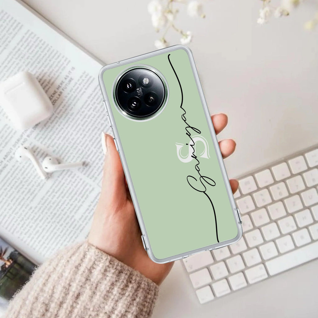 Personalized Initials Mint Green Silicon Case For Redmi Note 14 Pro Plus 5G