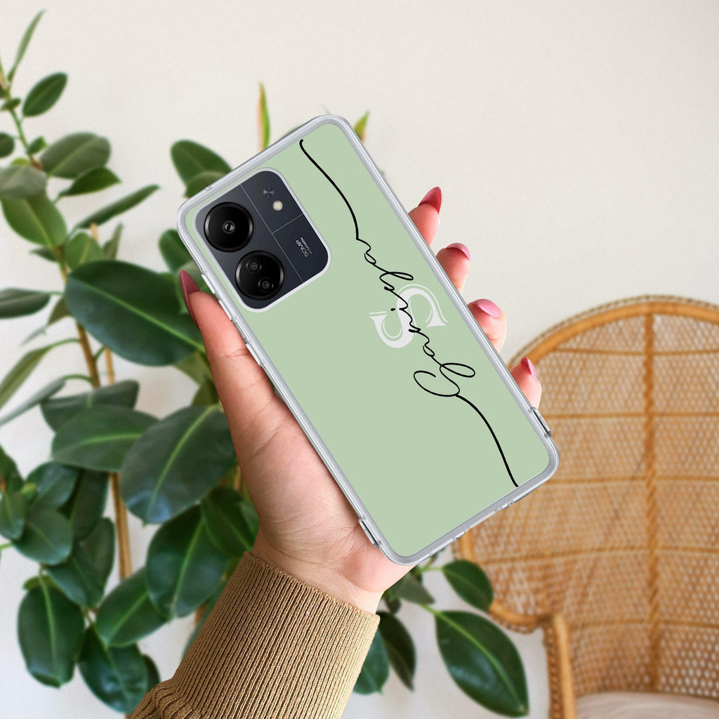 Personalized Initials Mint Green Silicon Case For Redmi 13C 4G