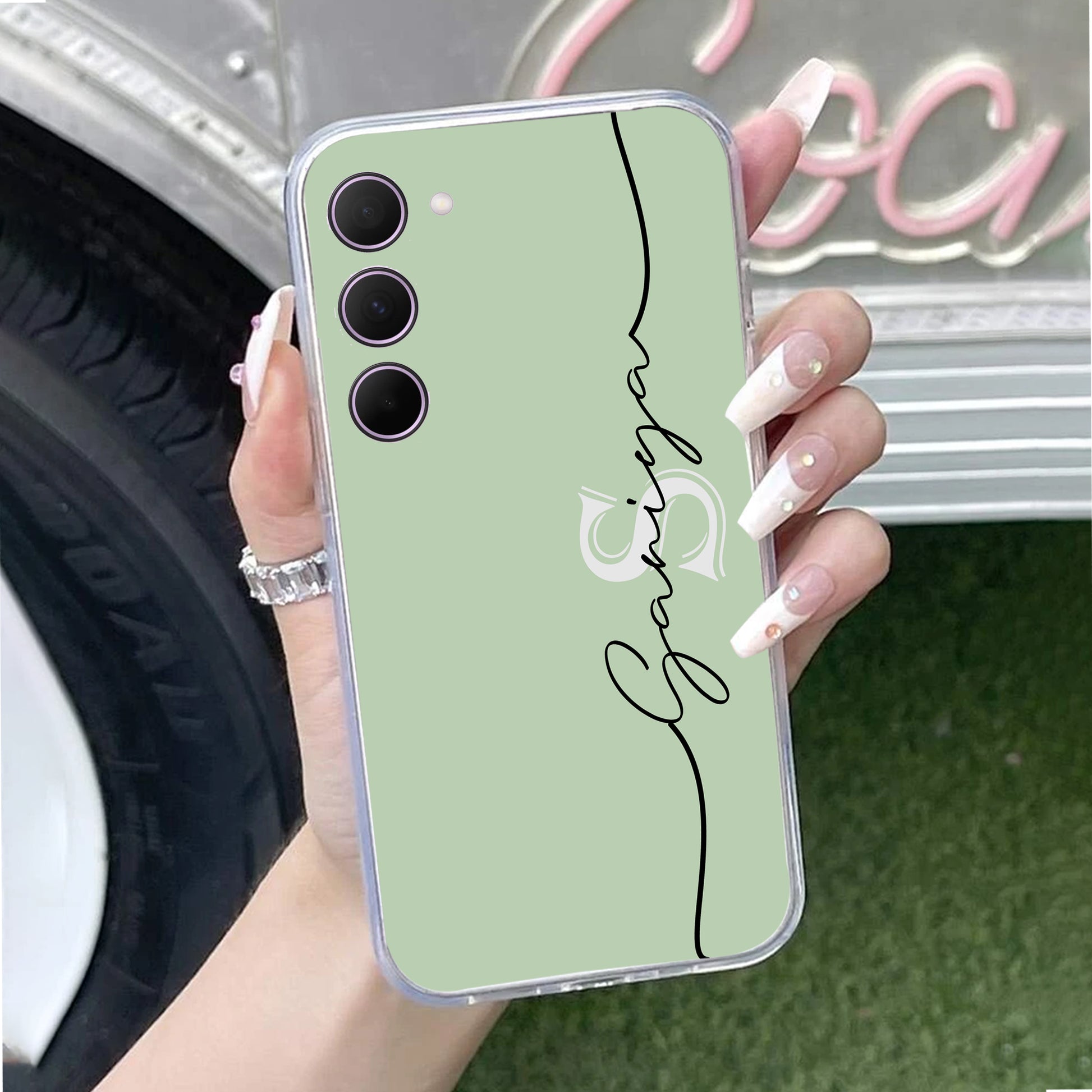 Personalized Initials Mint Green Silicon Case For Samsung - ShopOnCliQ