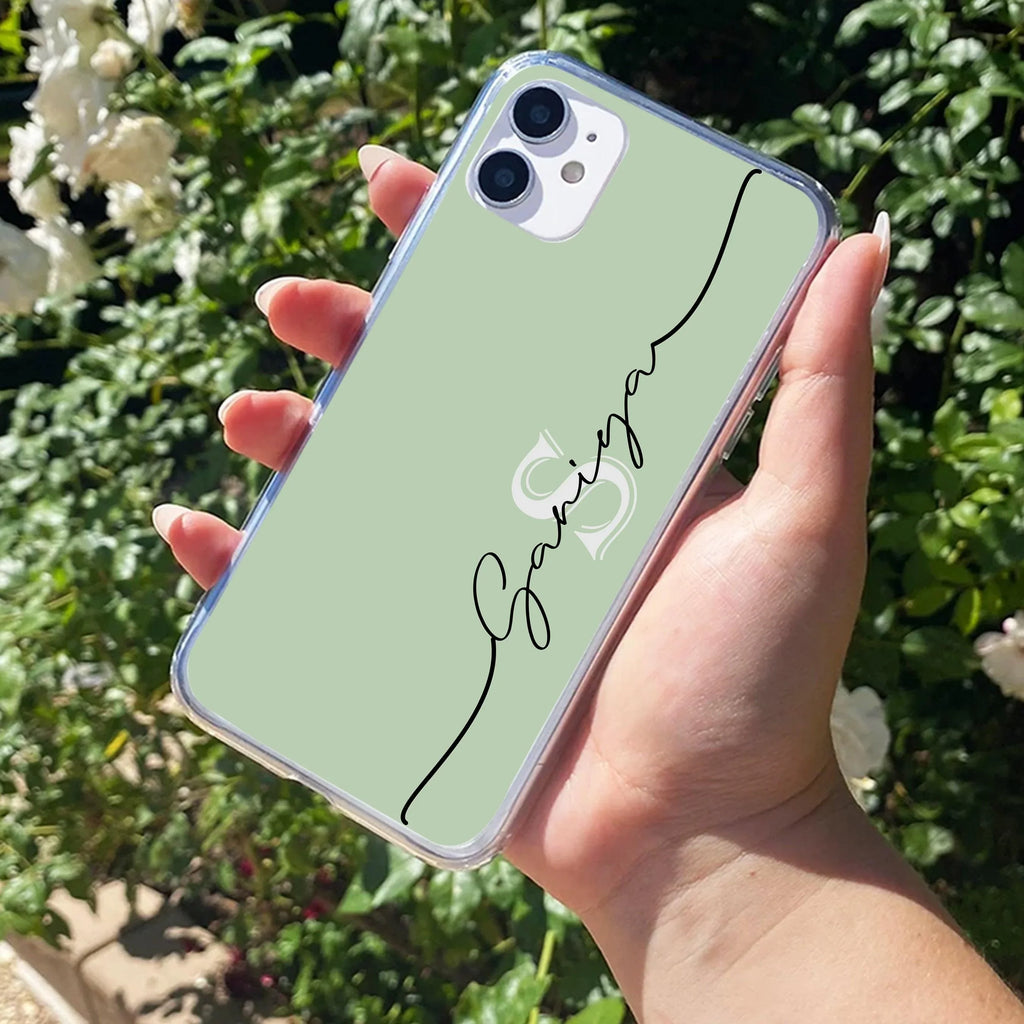 Personalized Initials Mint Green Silicon Case For iPhone 12