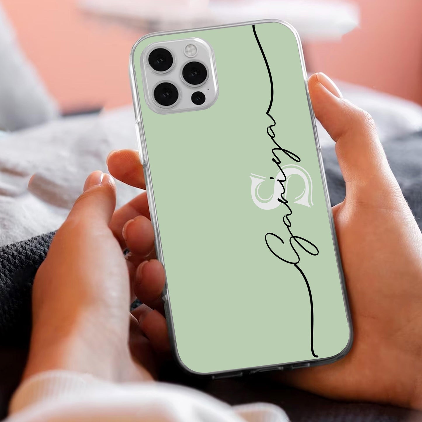 Personalized Initials Mint Green Silicon Case For Vivo - ShopOnCliQ