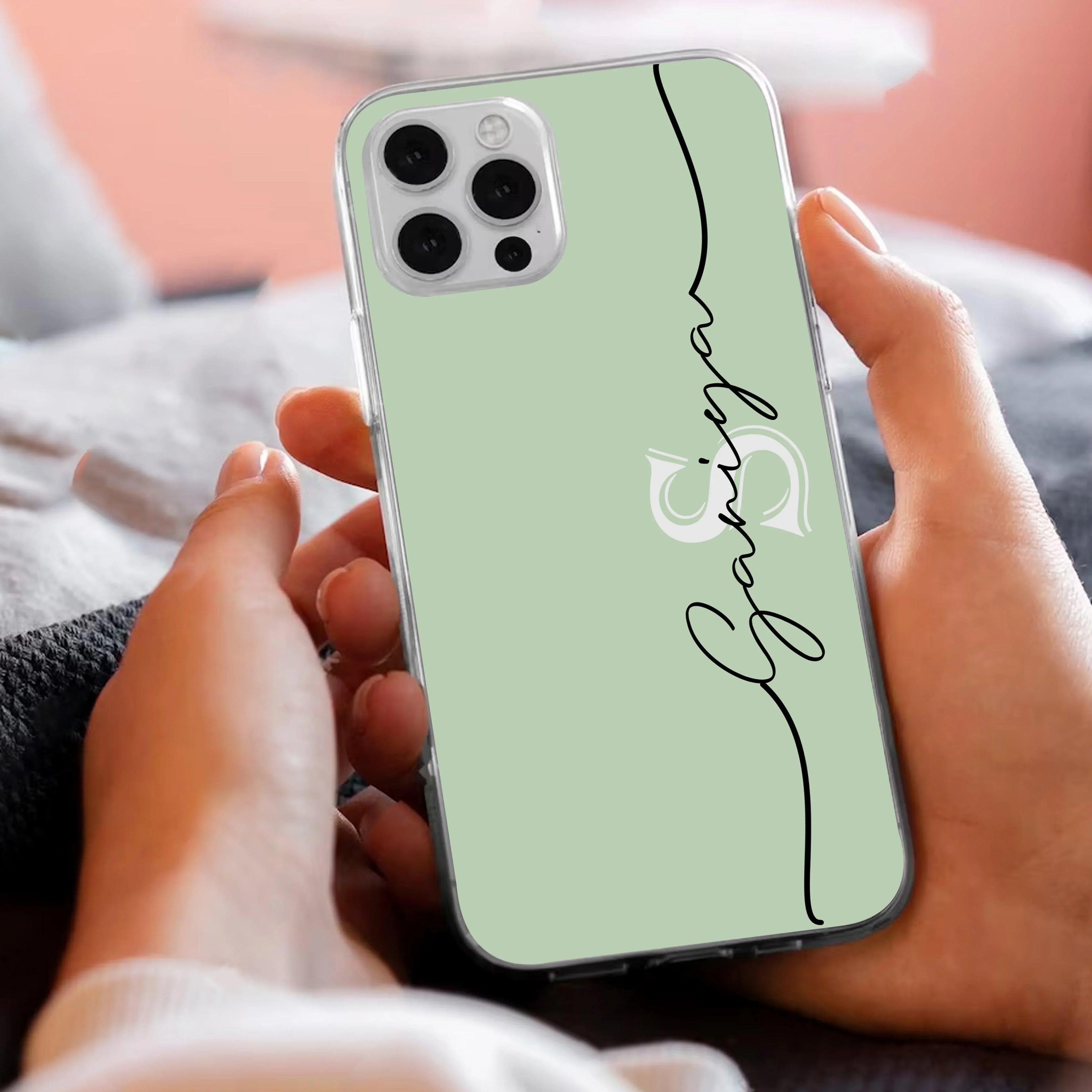 Personalized Initials Mint Green Silicon Case For Google Pixel 9