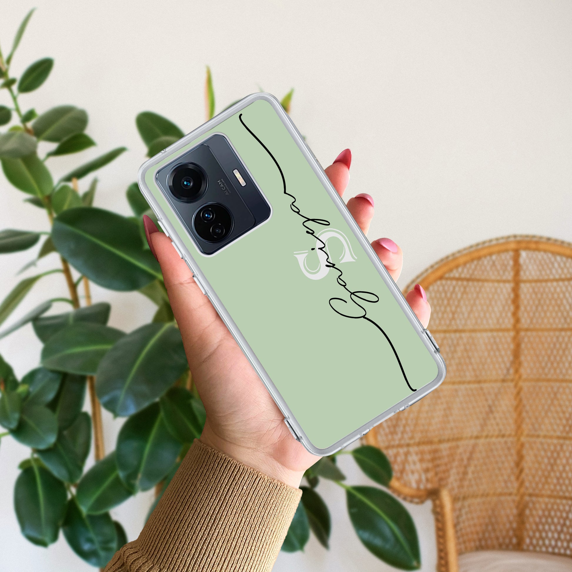 Personalized Initials Mint Green Silicon Case For iQOO ShopOnCliQ