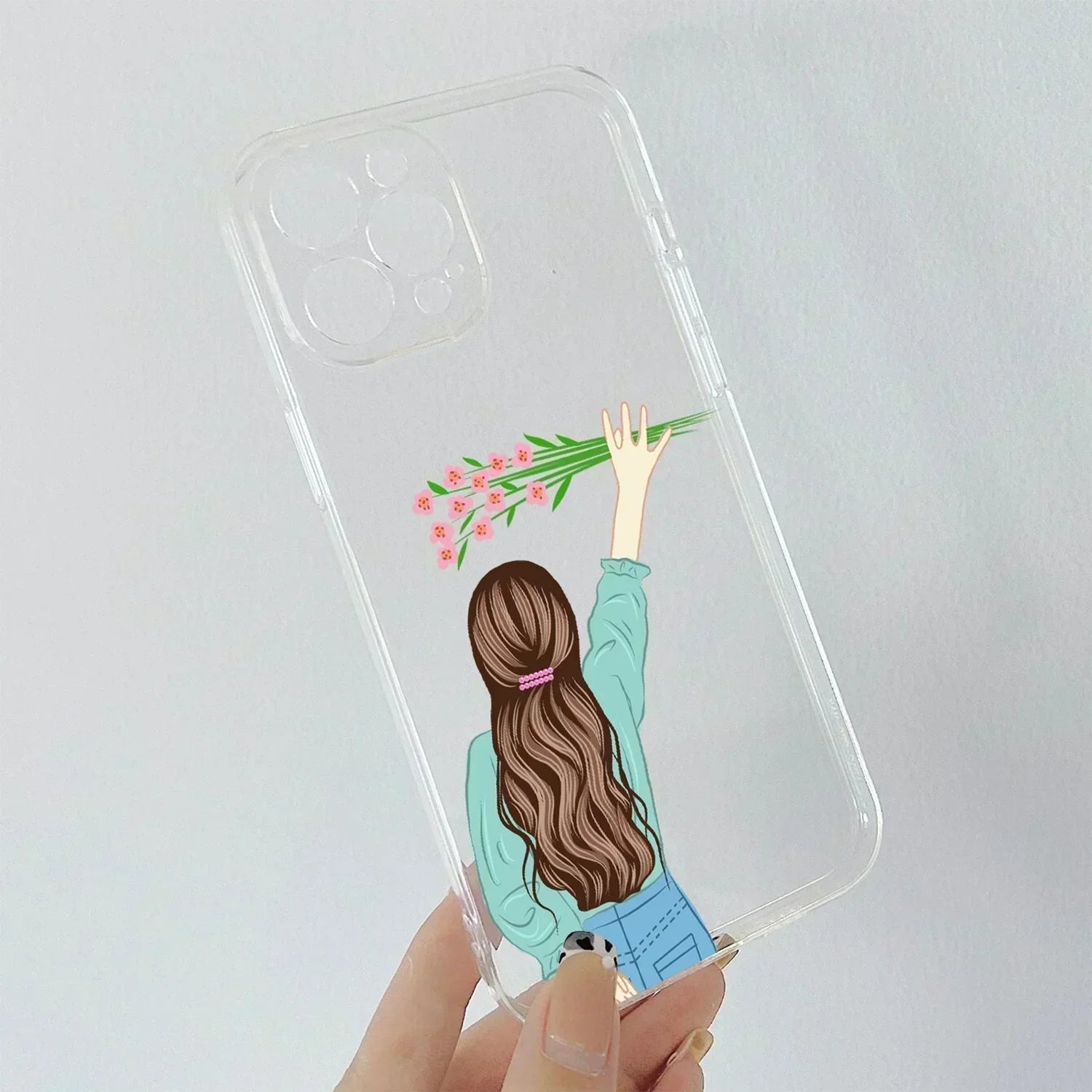 Personalized Blue Blossom Girl Transparent Silicon Case For Google - ShopOnCliQ