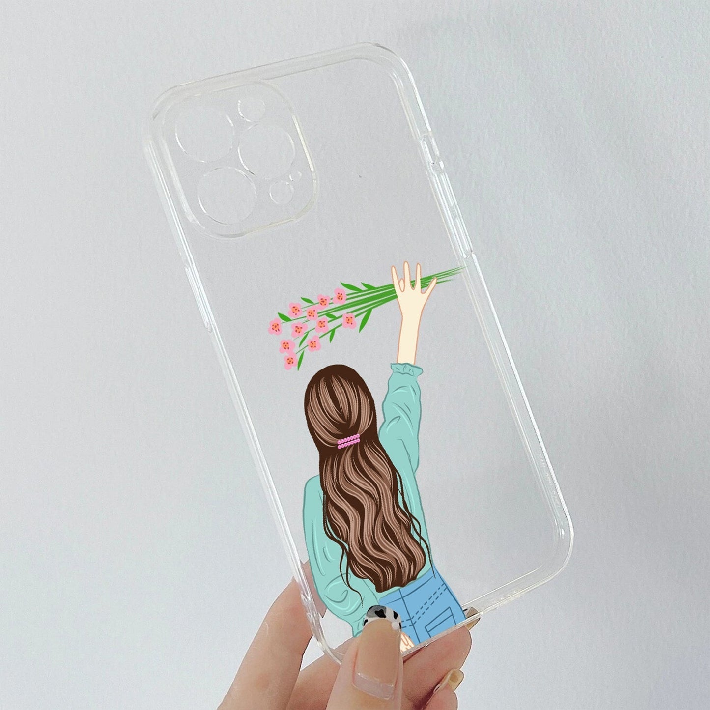 Personalized Blue Blossom Girl Transparent Silicon Case For iQOO