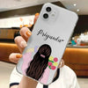 Personalized Pink Blossom Girl Transparent Silicon Case For iPhone 17