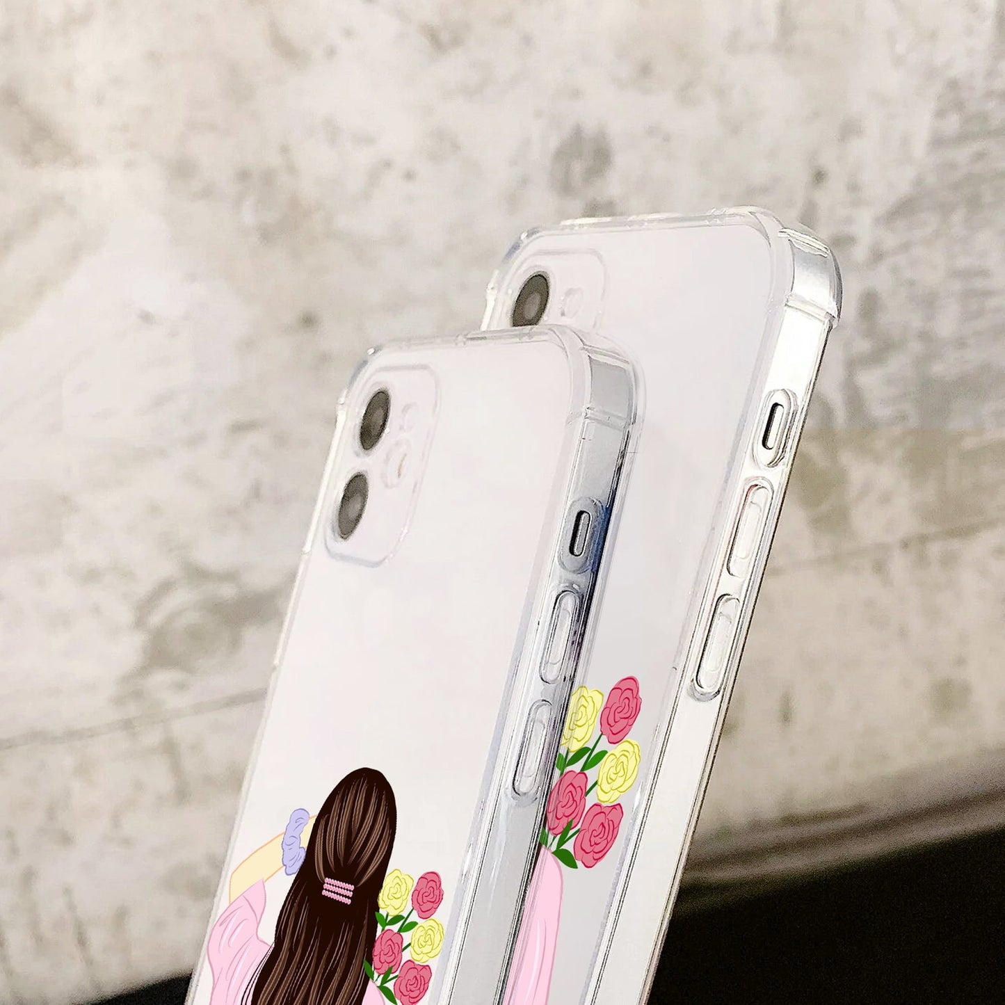 Personalized Pink Blossom Girl Transparent Silicon Case For iQOO