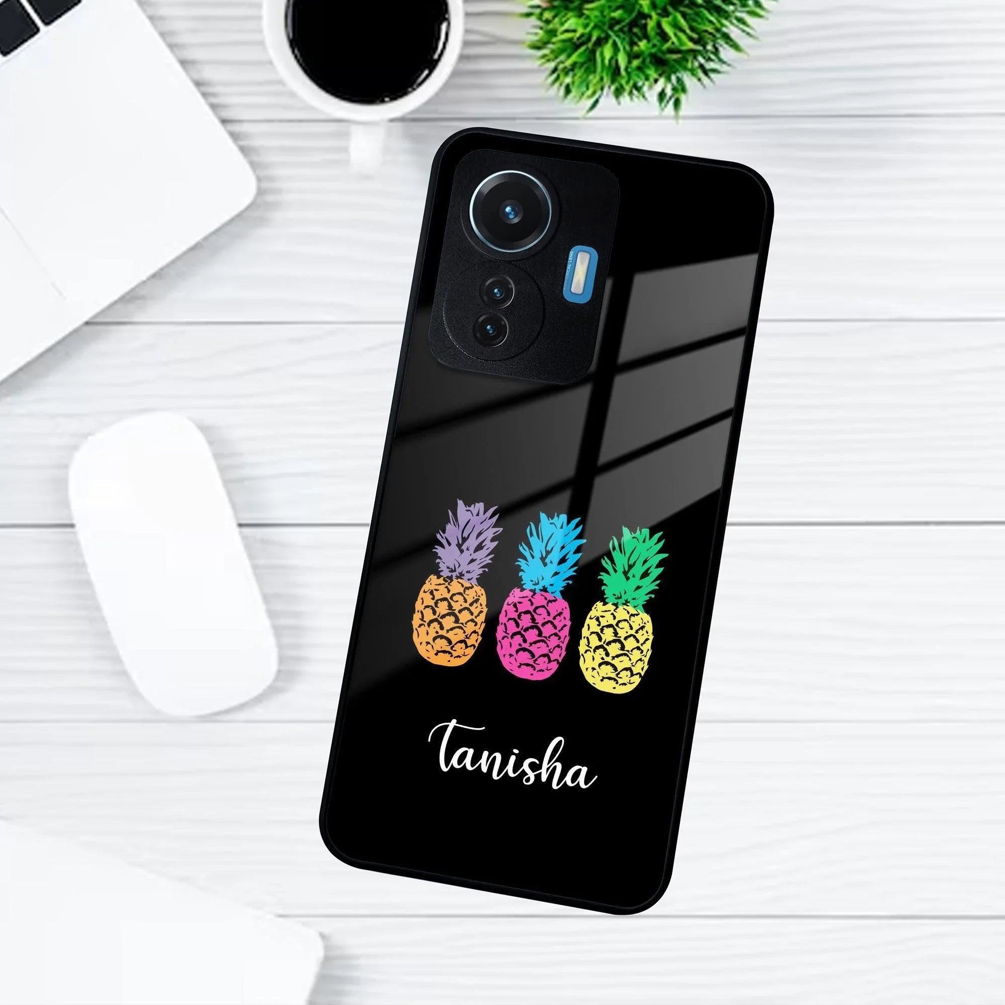 Colorful Pineapple Glass Case Cover For Vivo - ShopOnCliQ