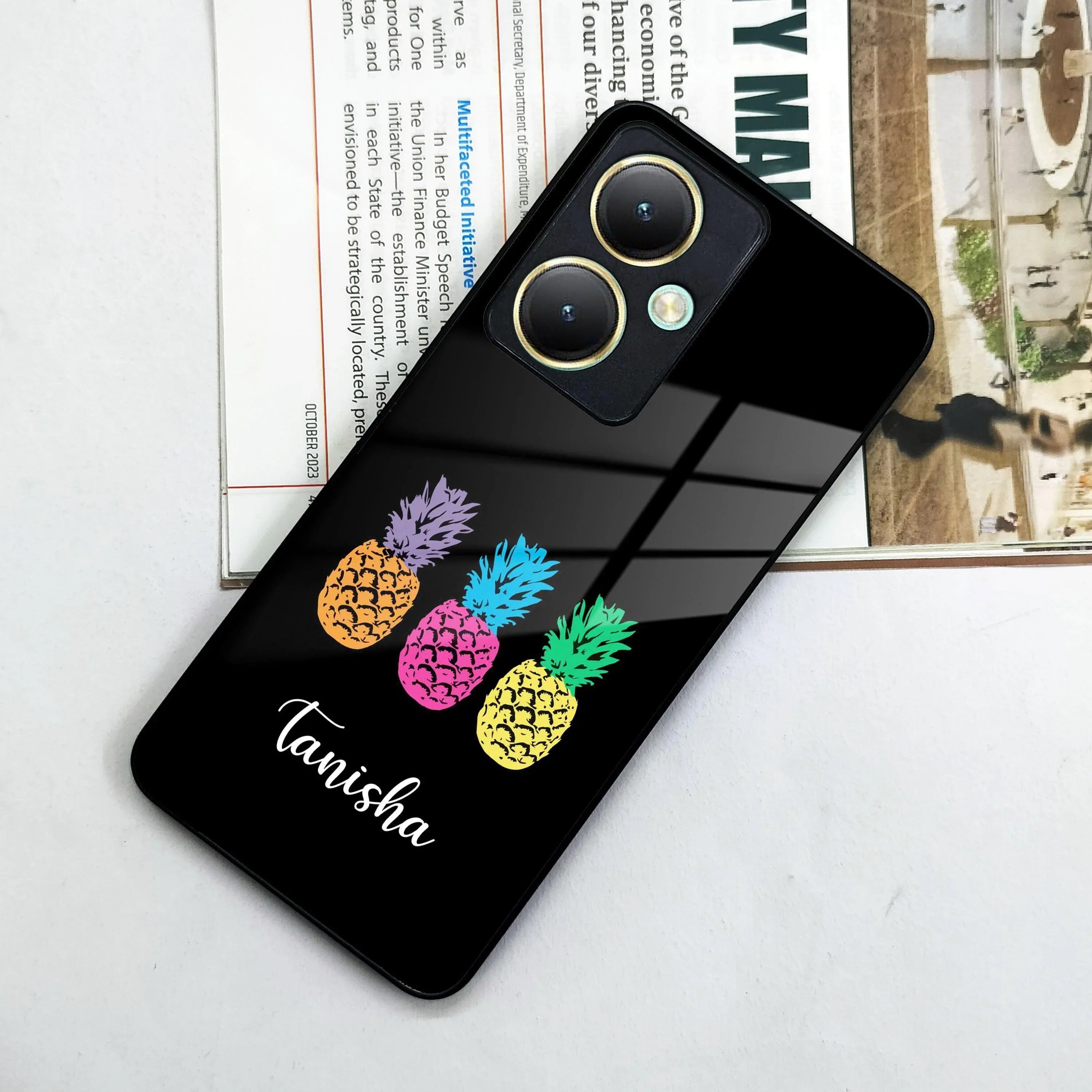 Colorful Pineapple Glass Case Cover For Vivo - ShopOnCliQ