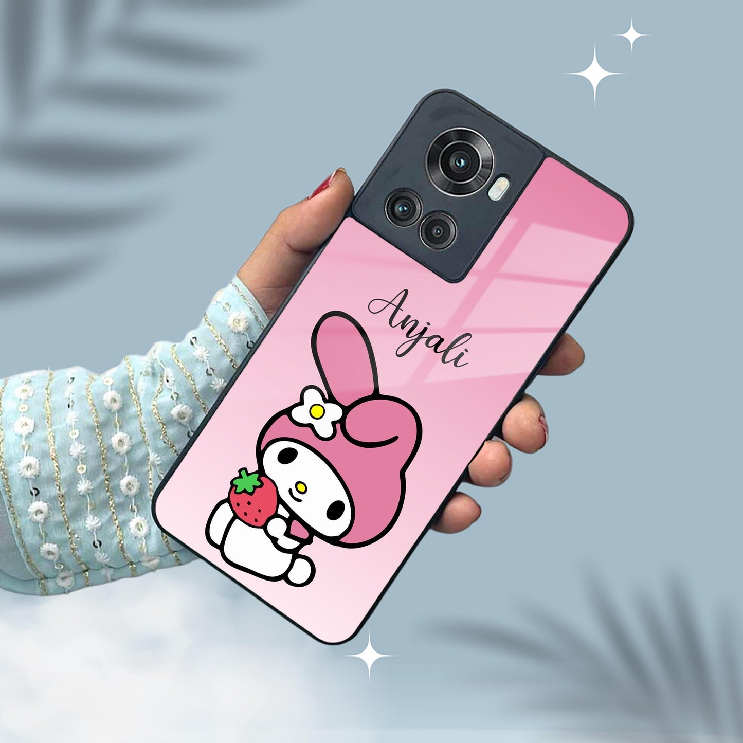 Pink Bunny Glass Case Cover For OnePlus