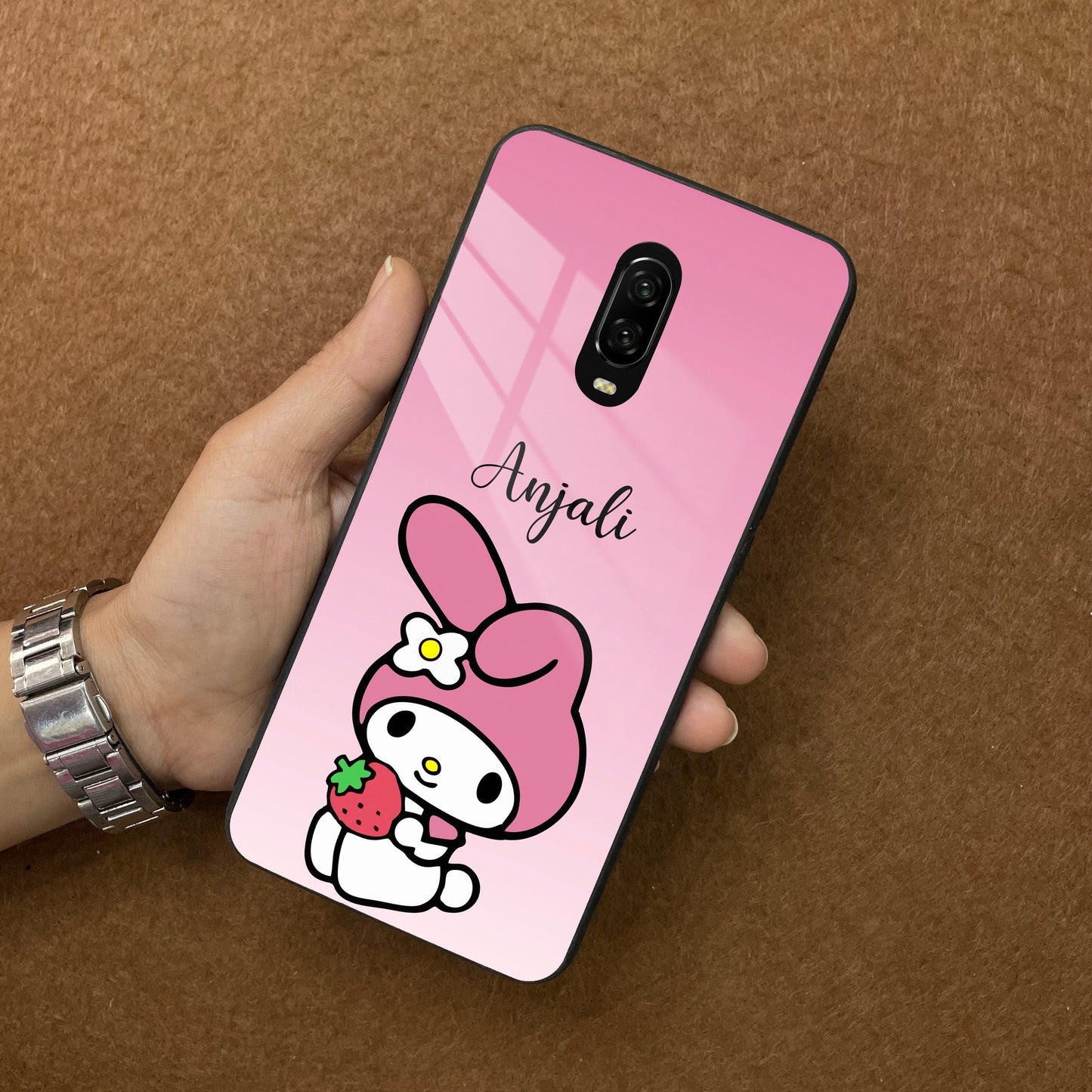 Pink Bunny Glass Case Cover For OnePlus