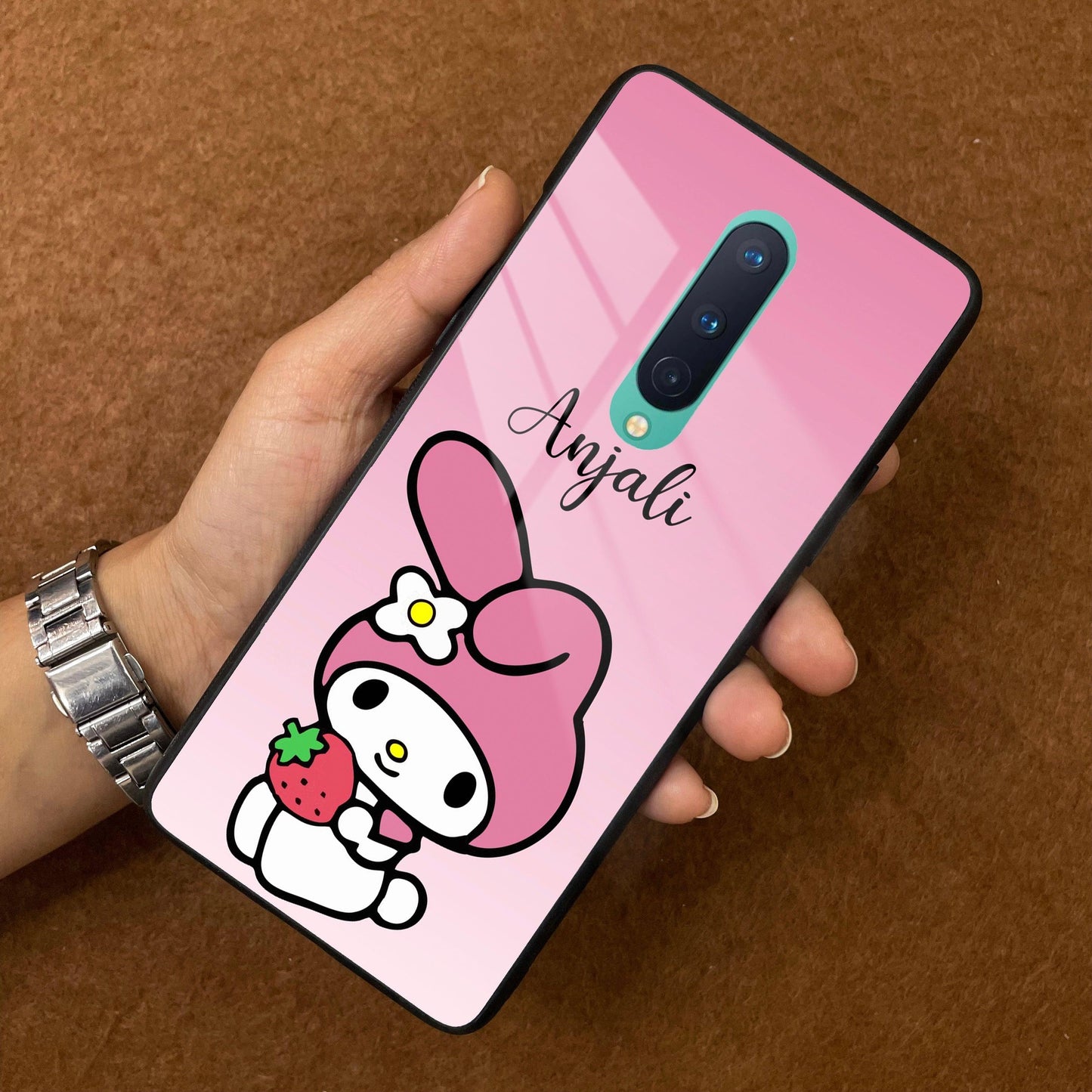 Pink Bunny Glass Case Cover For OnePlus