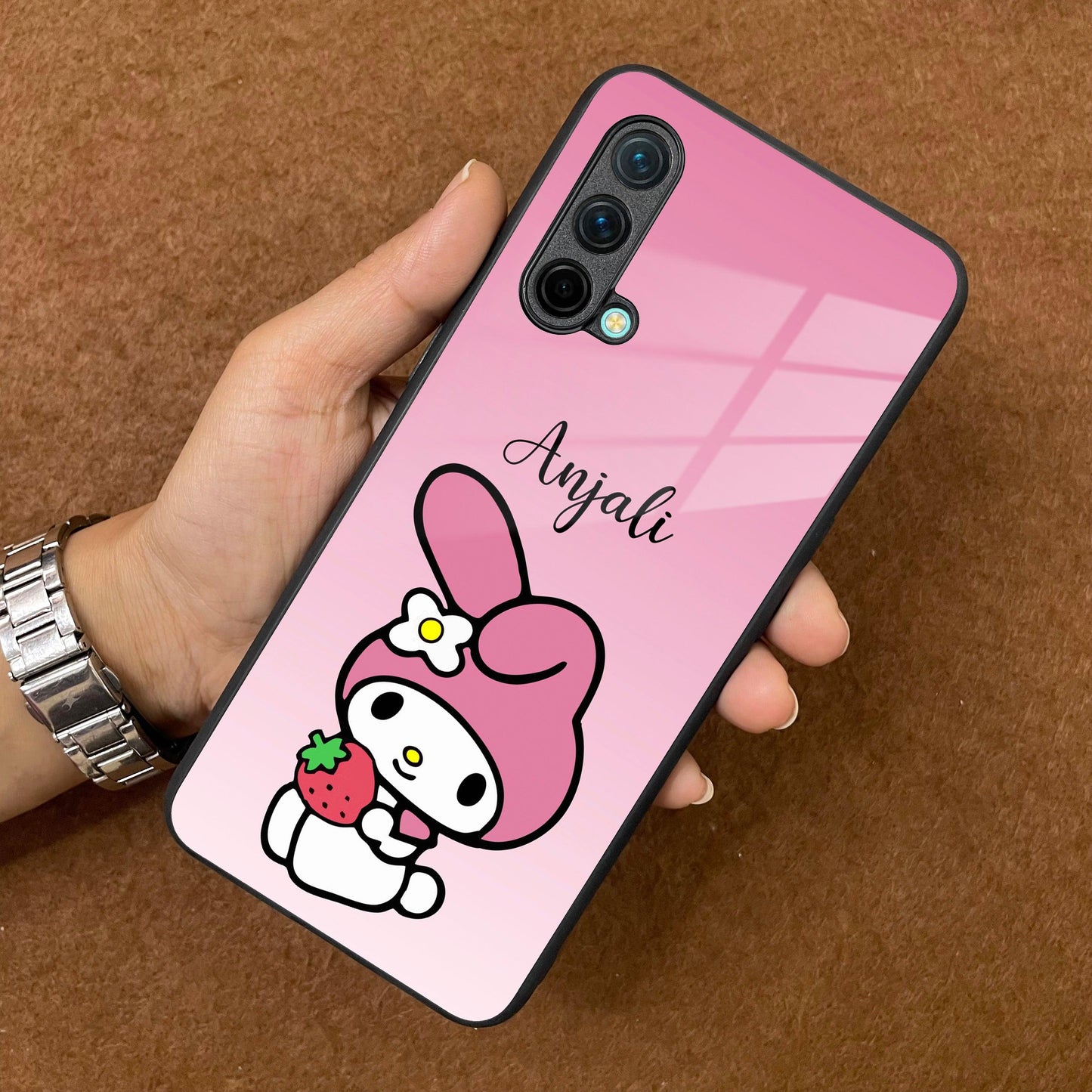 Pink Bunny Glass Case Cover For OnePlus