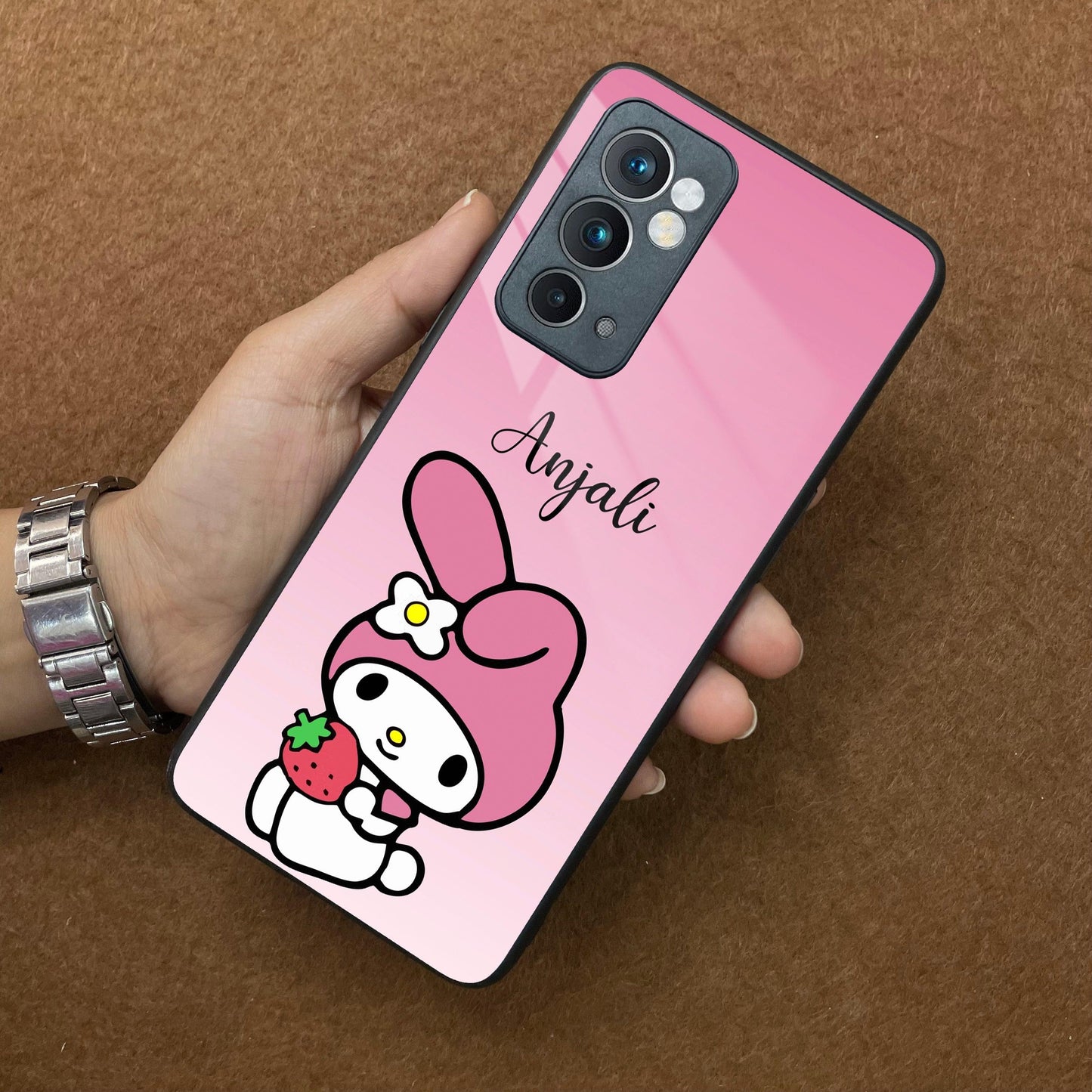 Pink Bunny Glass Case Cover For OnePlus