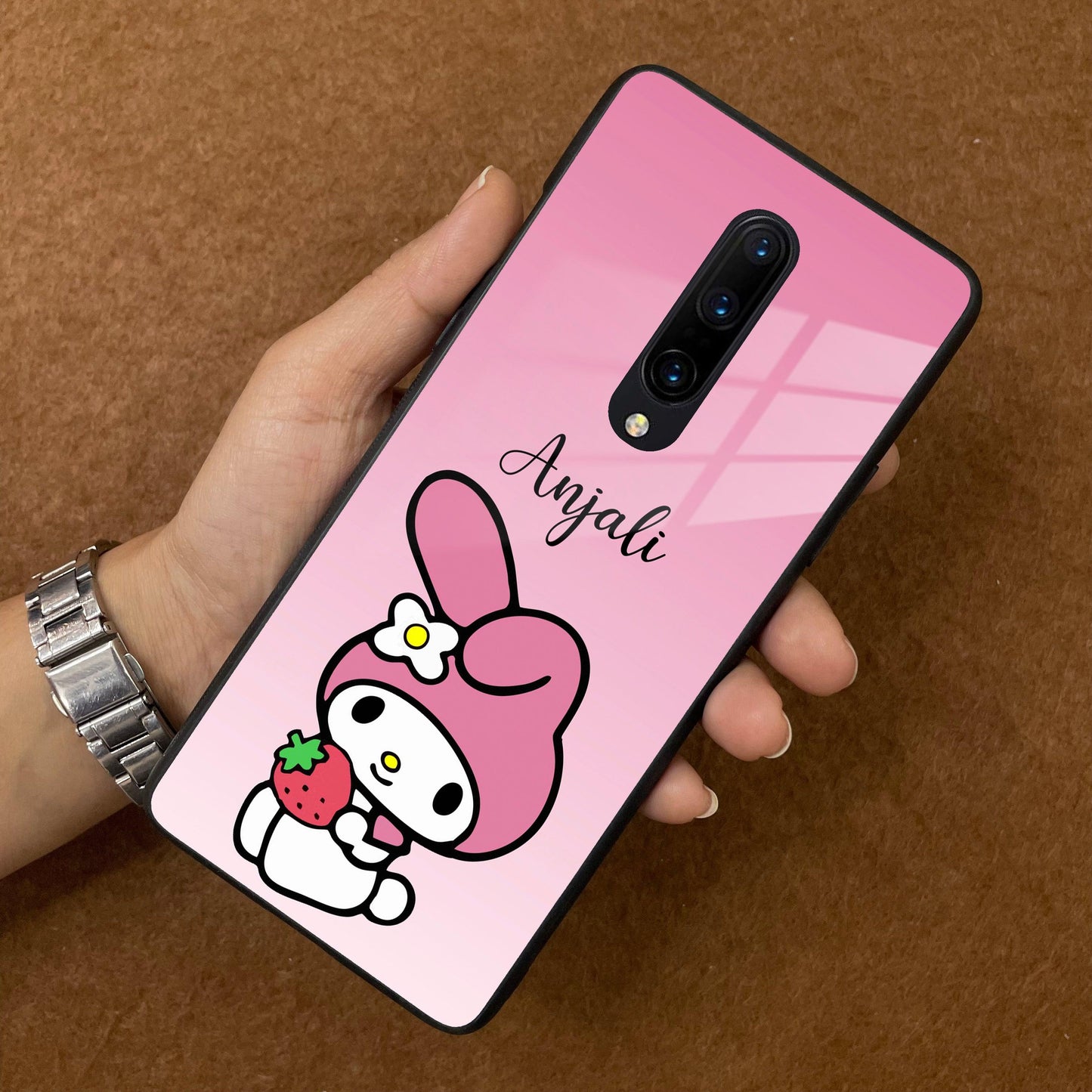 Pink Bunny Glass Case Cover For OnePlus