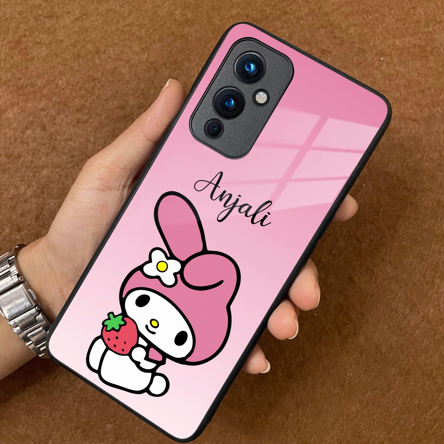 Pink Bunny Glass Case Cover For OnePlus