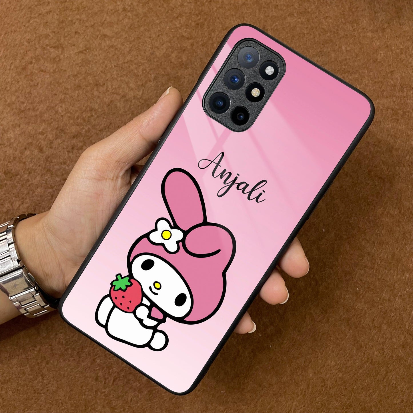 Pink Bunny Glass Case Cover For OnePlus