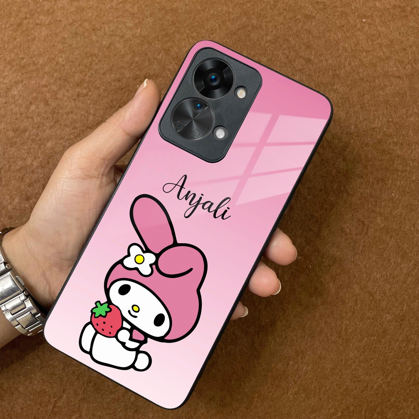 Pink Bunny Glass Case Cover For OnePlus