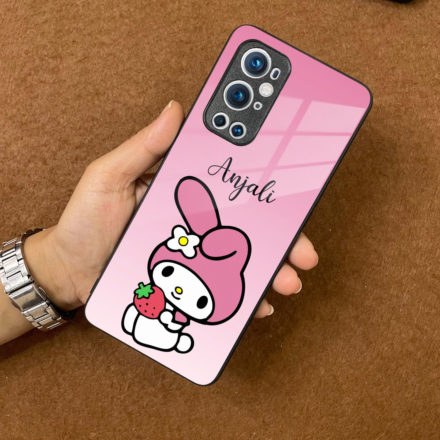 Pink Bunny Glass Case Cover For OnePlus