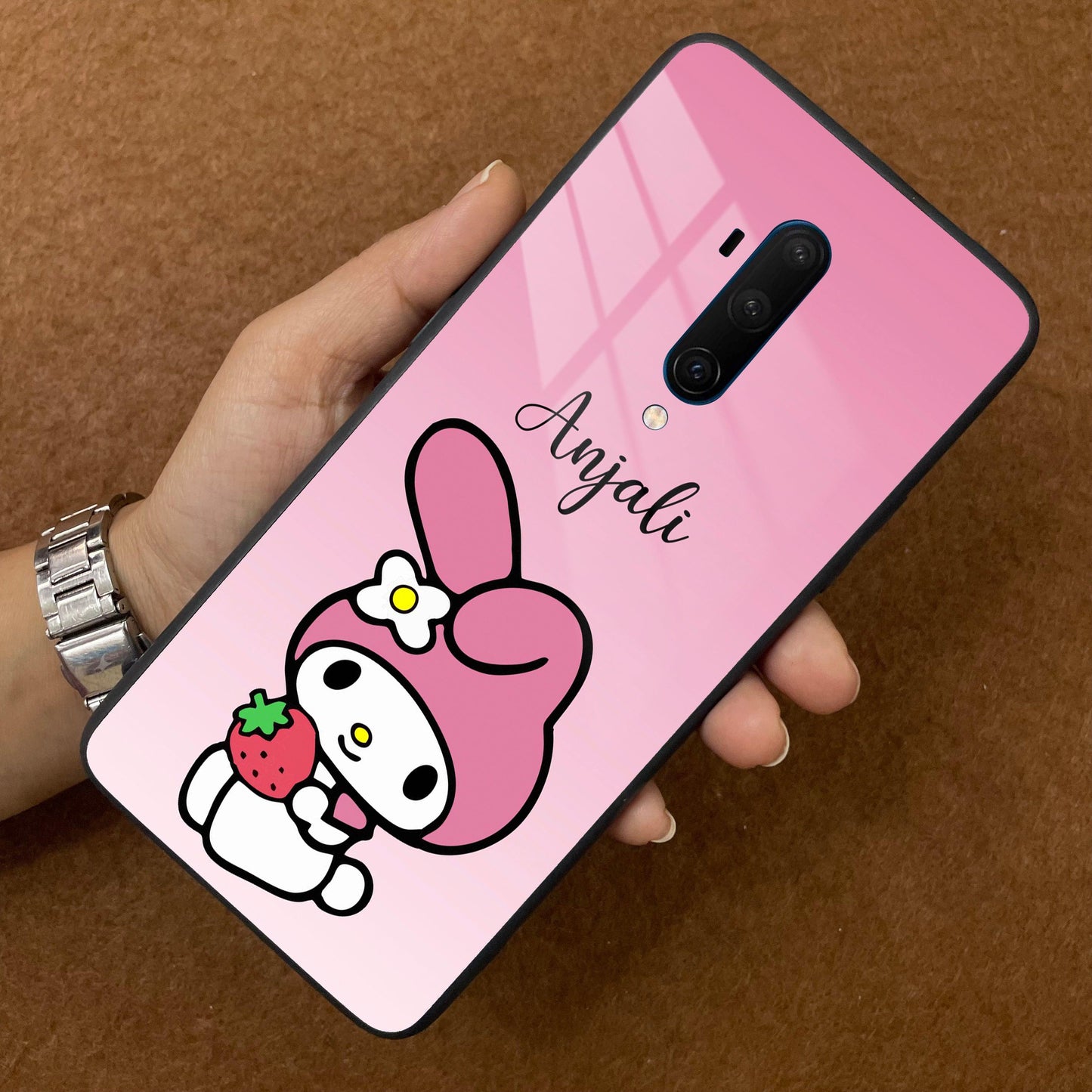 Pink Bunny Glass Case Cover For OnePlus