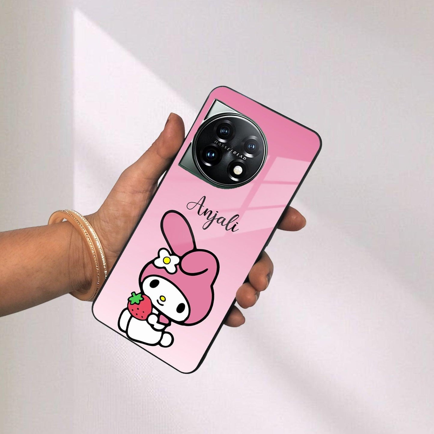 Pink Bunny Glass Case Cover For OnePlus