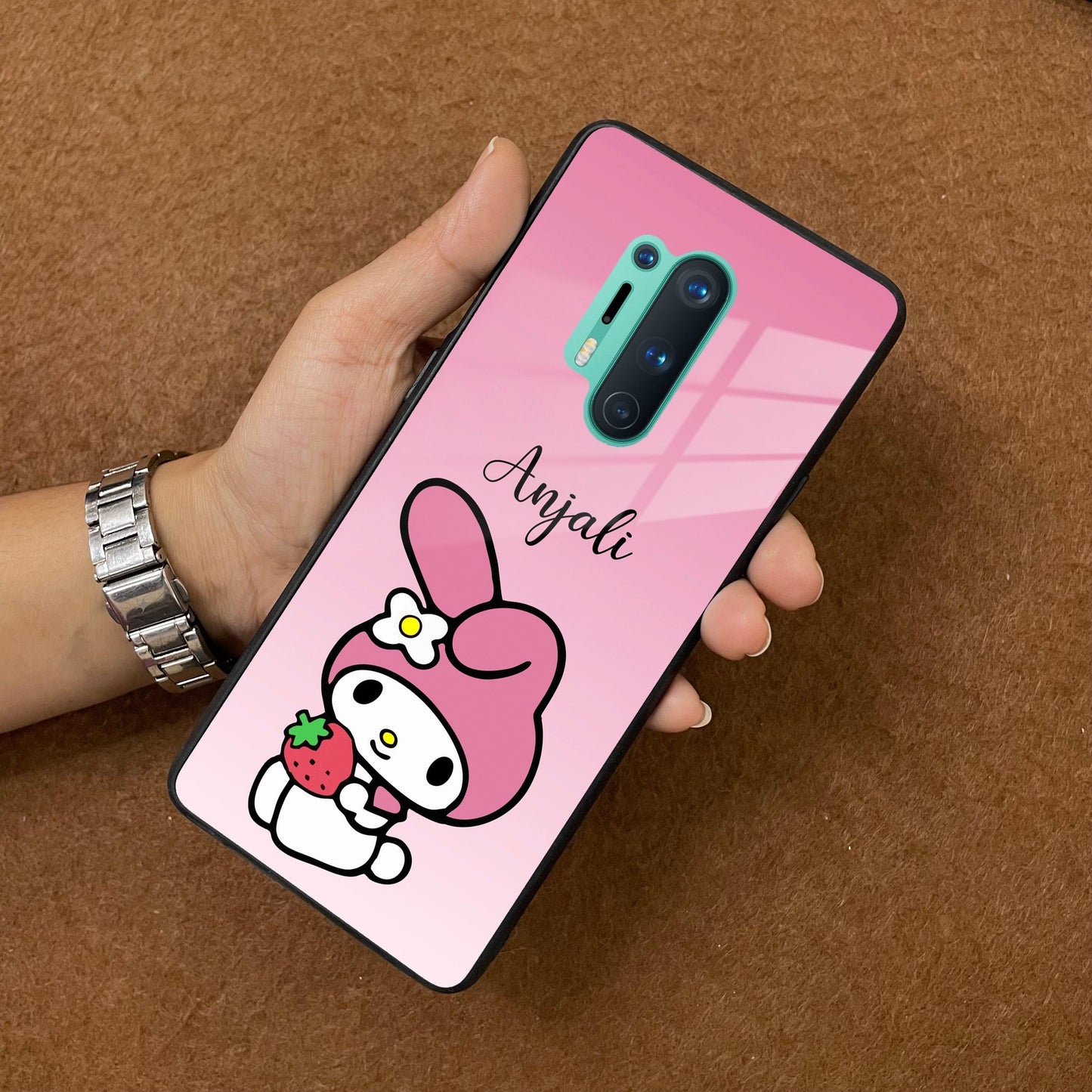 Pink Bunny Glass Case Cover For OnePlus