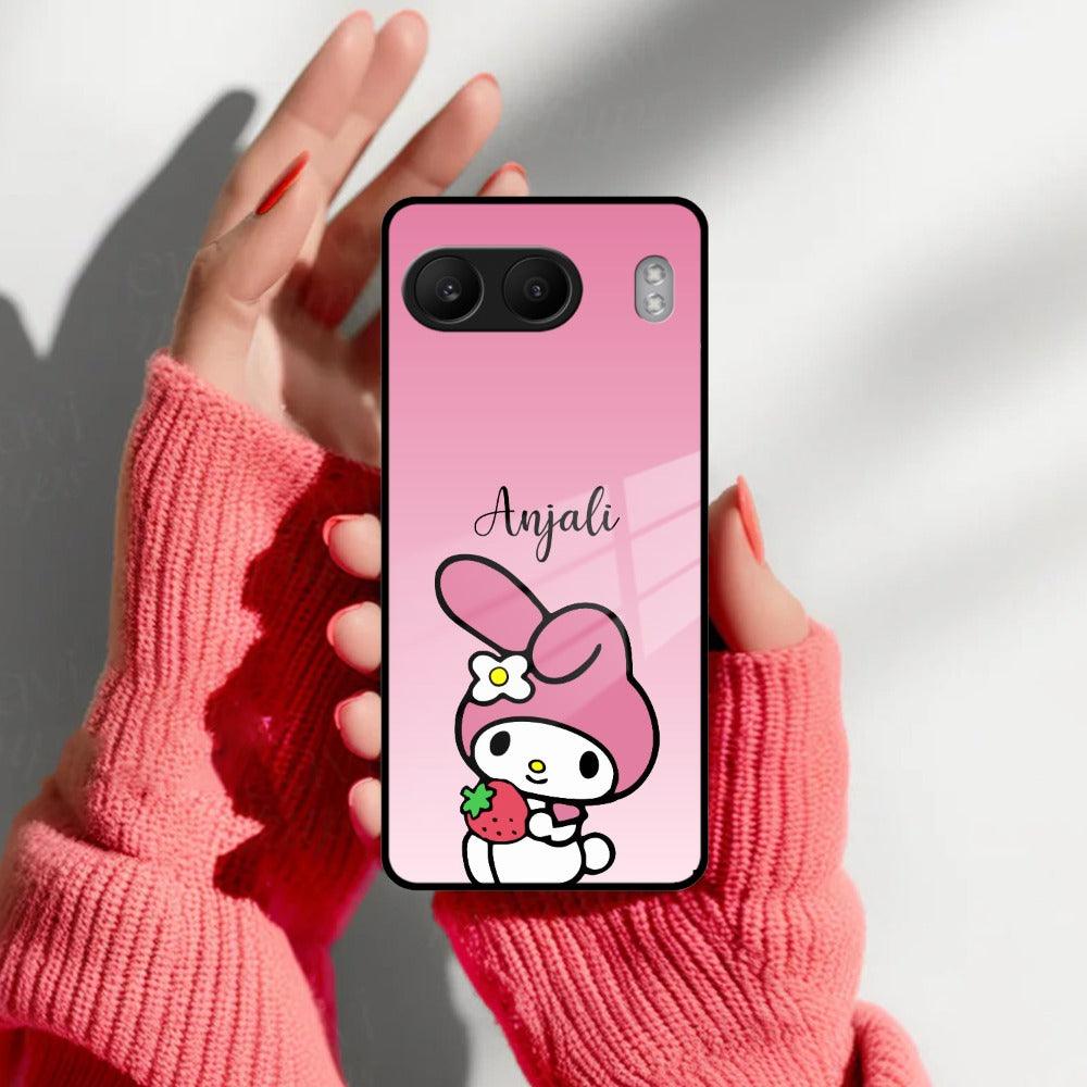 Pink Bunny Glass Case Cover For OnePlus