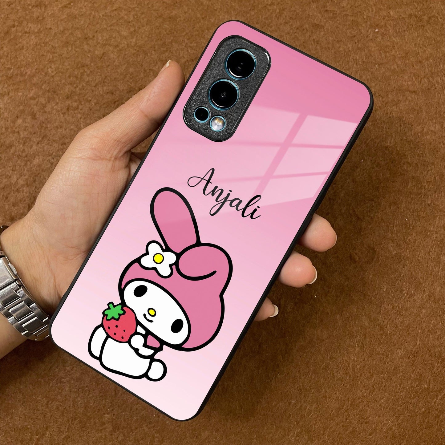 Pink Bunny Glass Case Cover For OnePlus