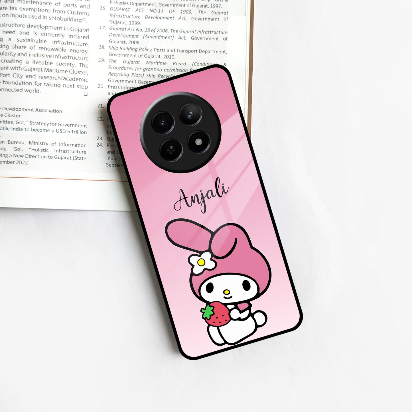 Pink Bunny Glass Case Cover For Realme/Narzo ShopOnCliQ