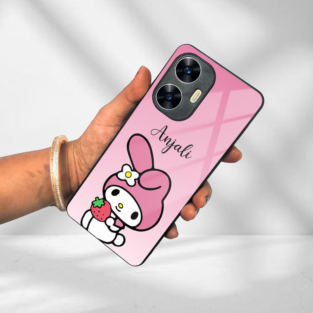 Pink Bunny Glass Case Cover For Realme/Narzo - ShopOnCliQ