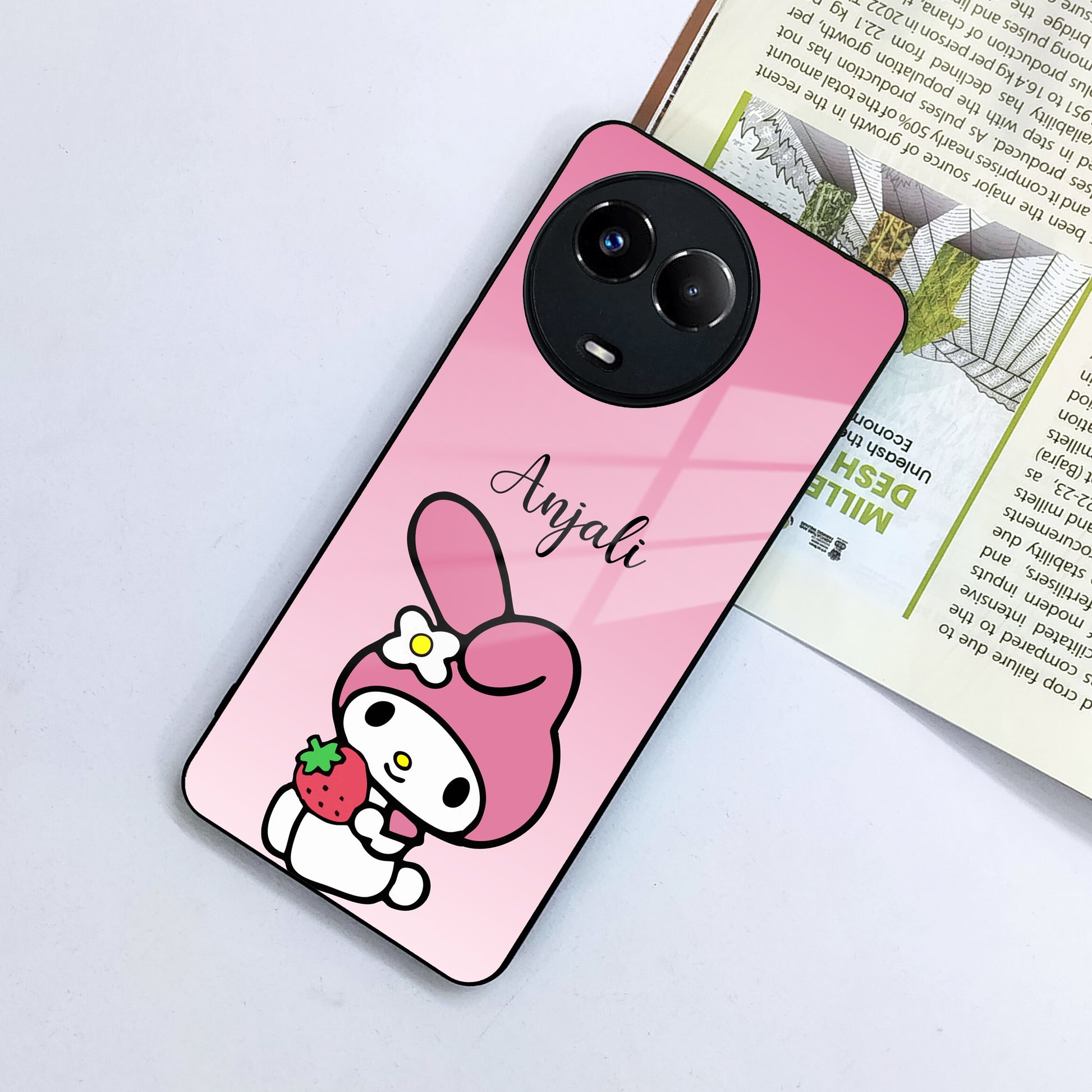 Pink Bunny Glass Case Cover For Realme/Narzo ShopOnCliQ