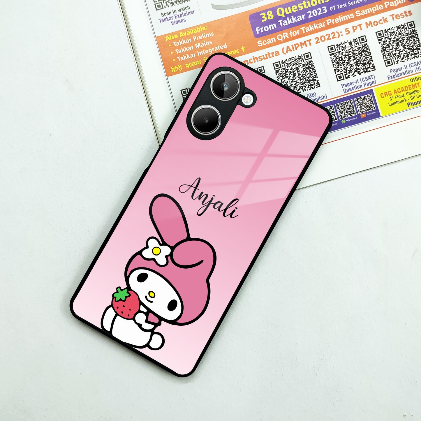 Pink Bunny Glass Case Cover For Realme/Narzo ShopOnCliQ