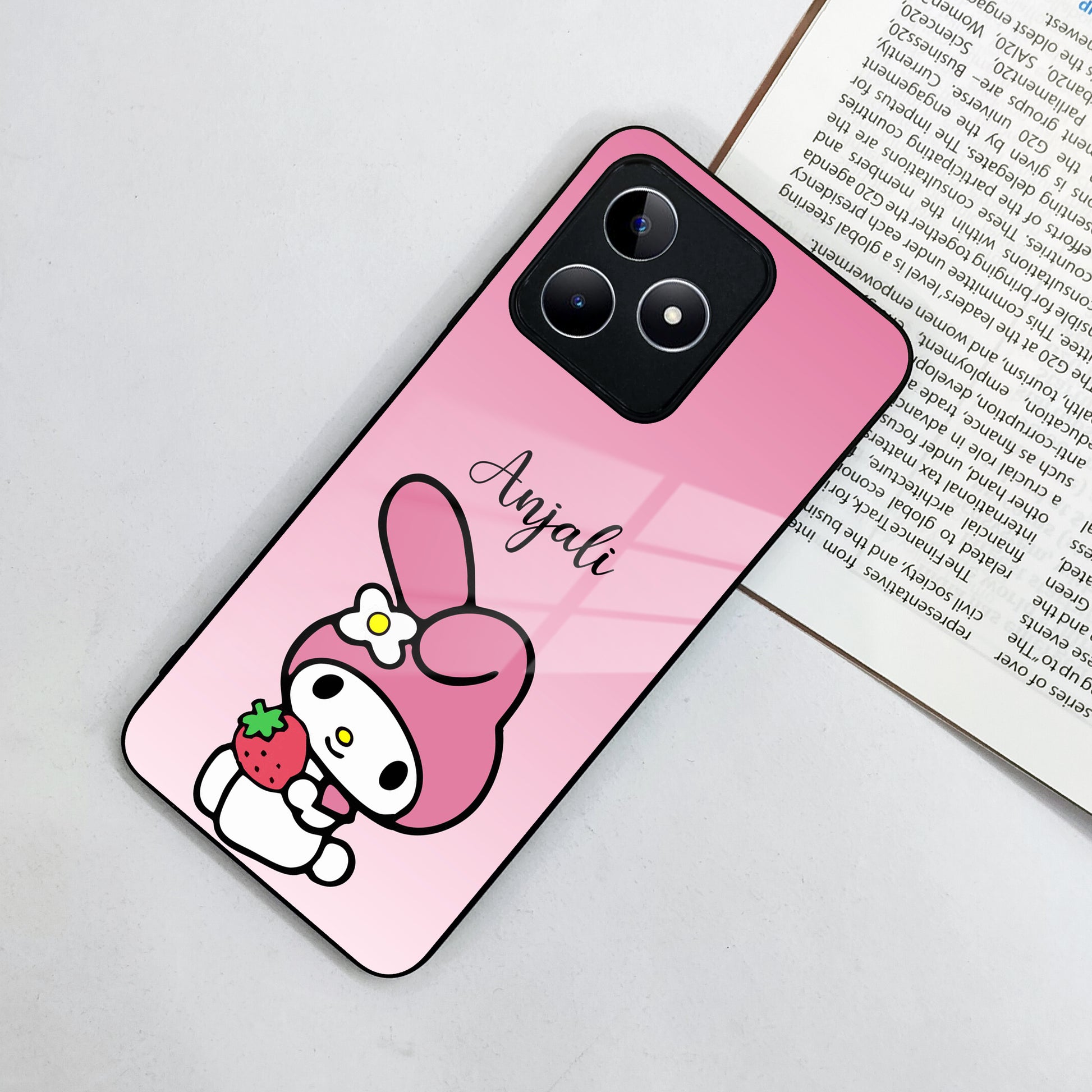 Pink Bunny Glass Case Cover For Realme/Narzo ShopOnCliQ