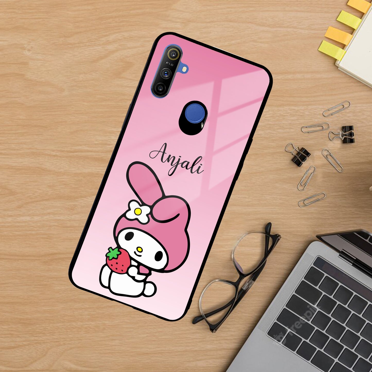 Pink Bunny Glass Case Cover For Realme/Narzo ShopOnCliQ