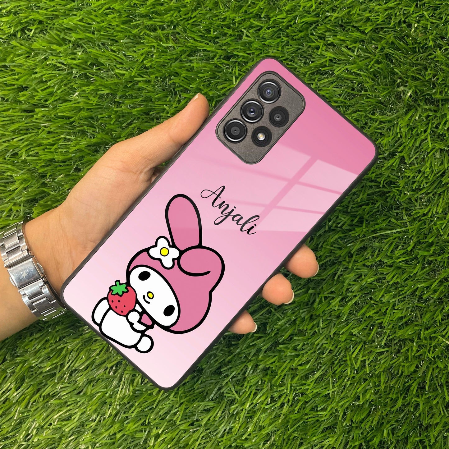 Pink Bunny Glass Case Cover For Samsung