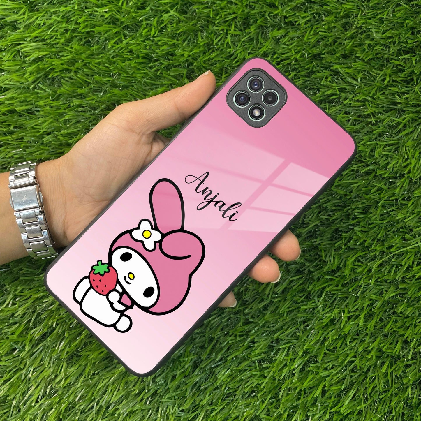 Pink Bunny Glass Case Cover For Samsung