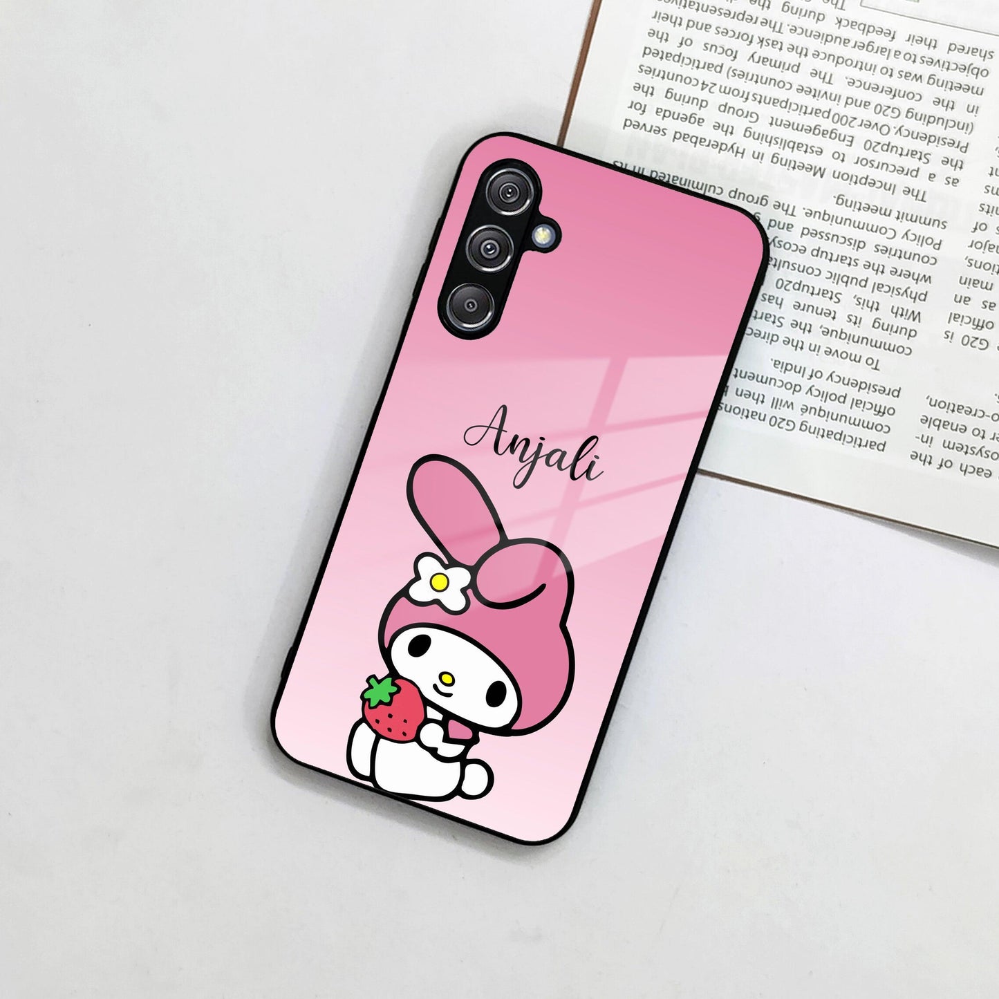 Pink Bunny Glass Case Cover For Samsung