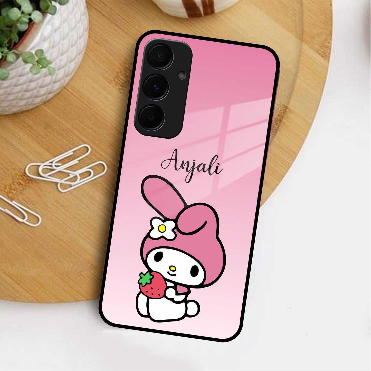 Pink Bunny Glass Case Cover For Samsung