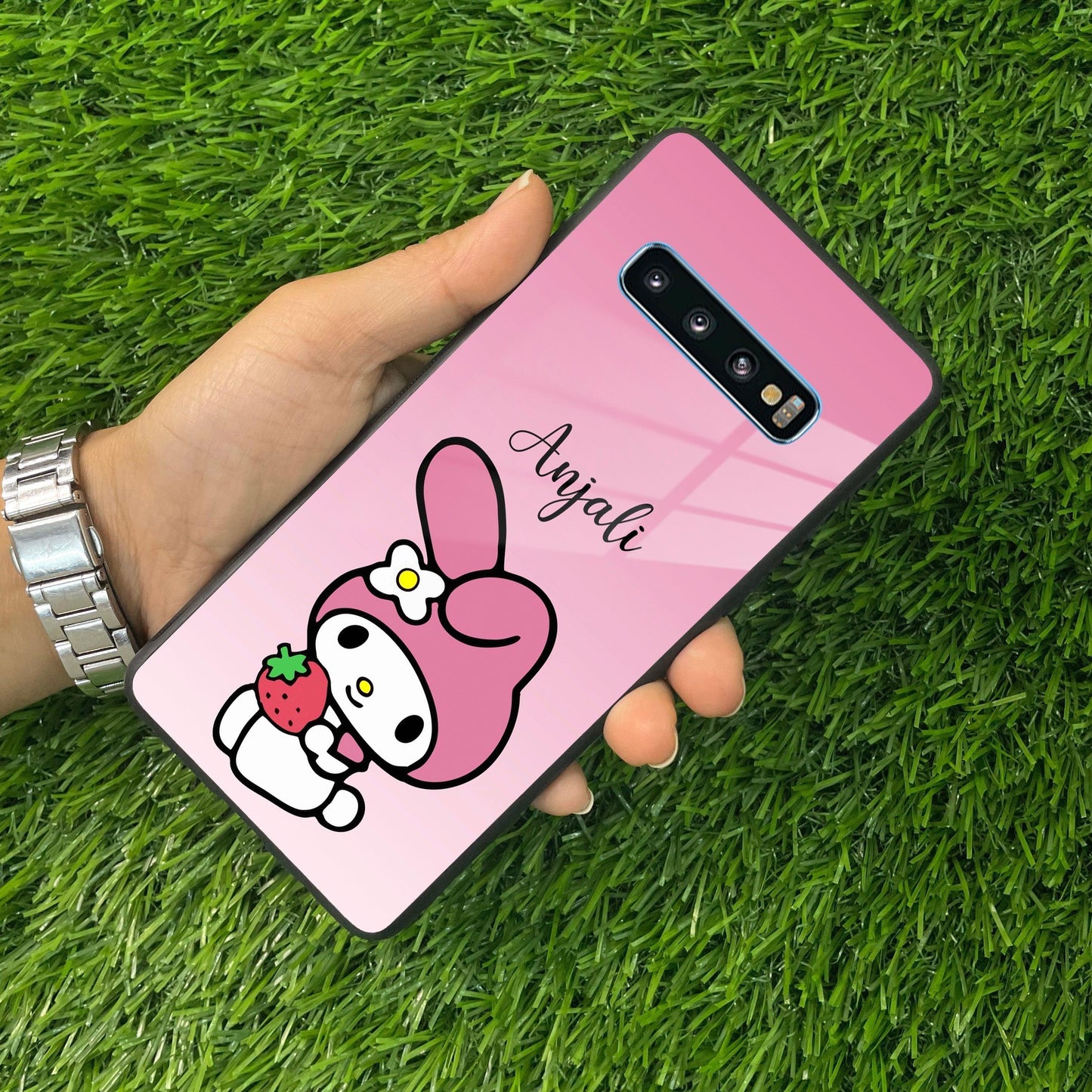 Pink Bunny Glass Case Cover For Samsung