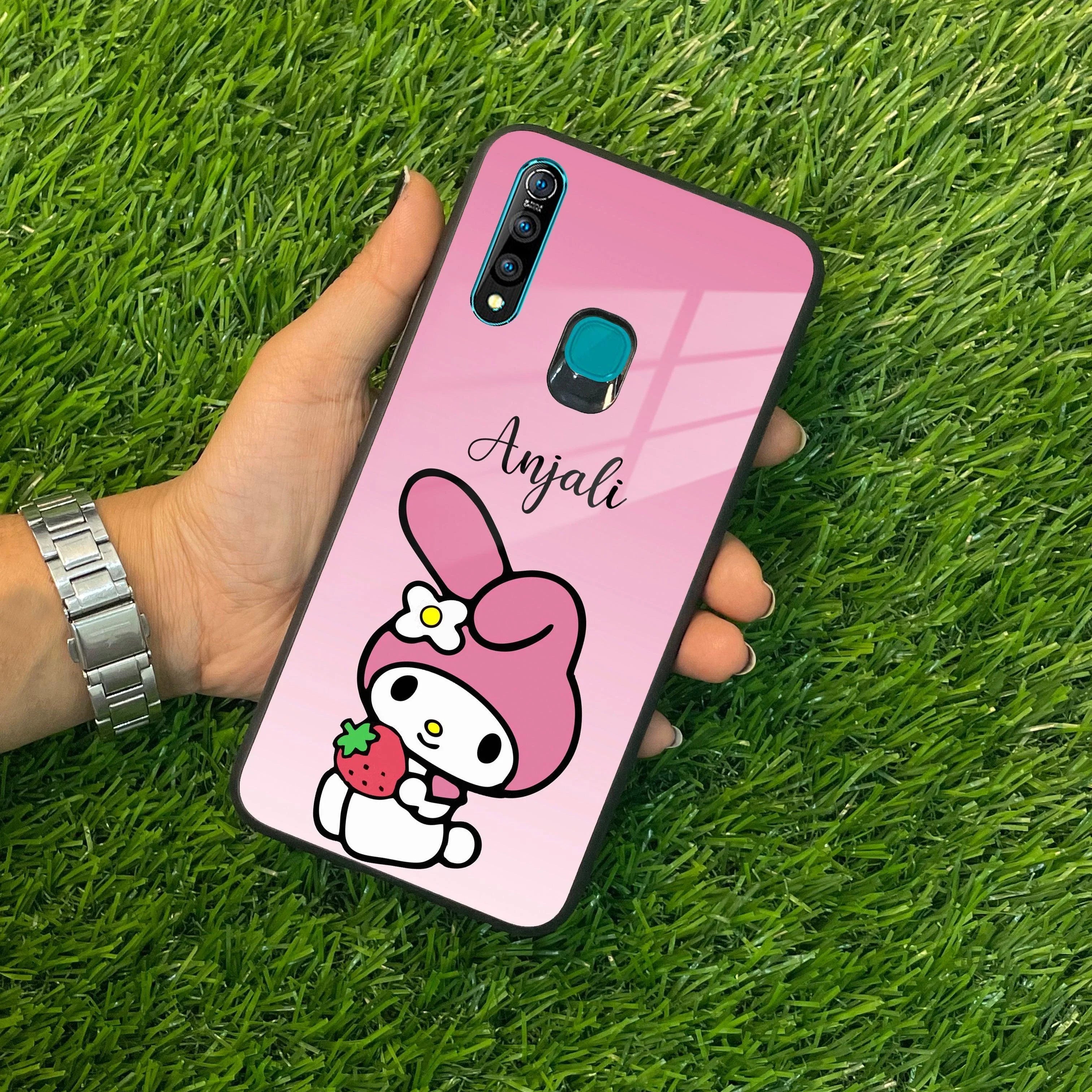 Pink Bunny Glass Case Cover For iQOO - ShopOnCliQ
