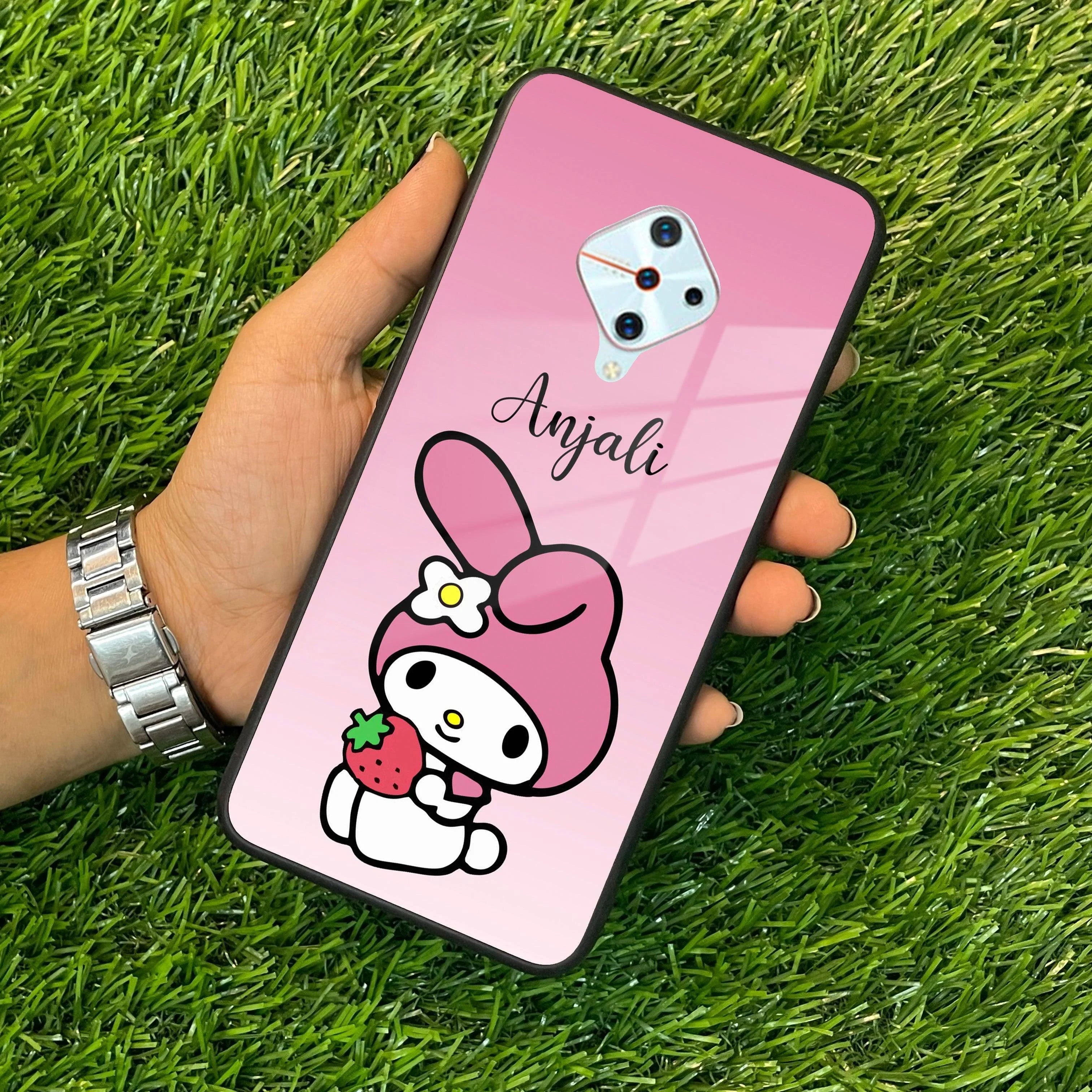 Pink Bunny Glass Case Cover For Vivo - ShopOnCliQ