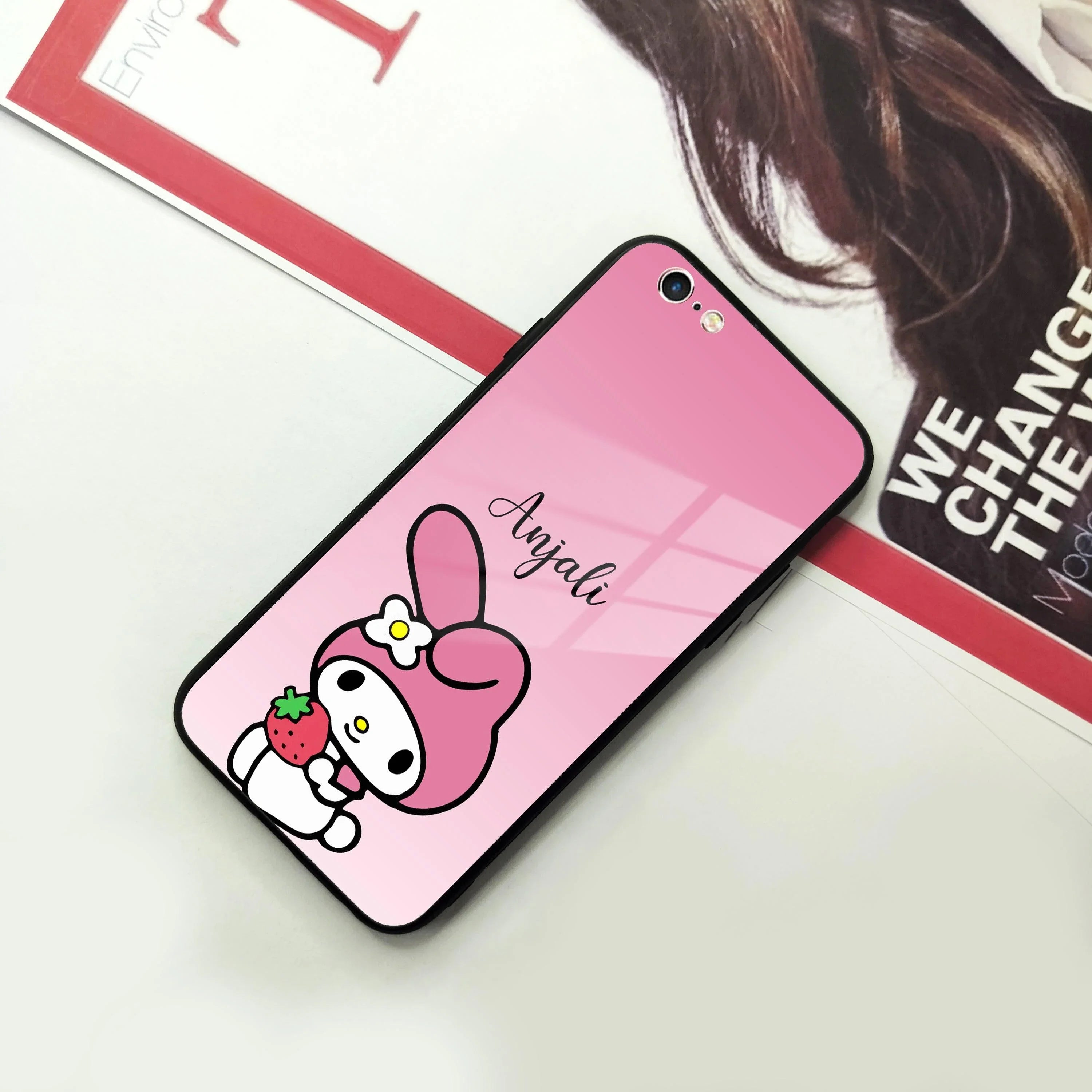 Pink Bunny Glass Case Cover For iPhone - ShopOnCliQ