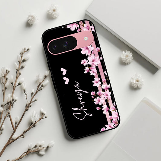 Pink Floral Glossy Metal Case Cover For Google ShopOnCliQ