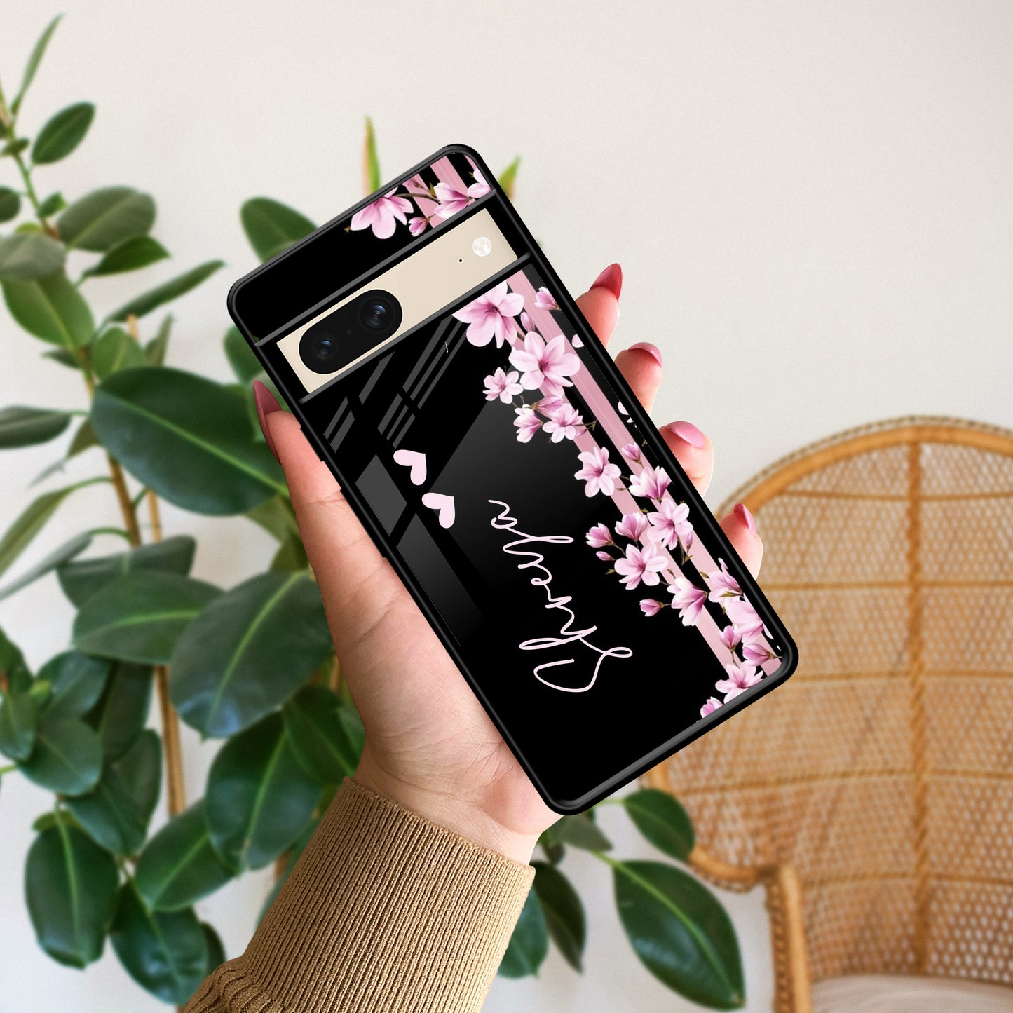 Pink Floral Glossy Metal Case Cover For Google ShopOnCliQ