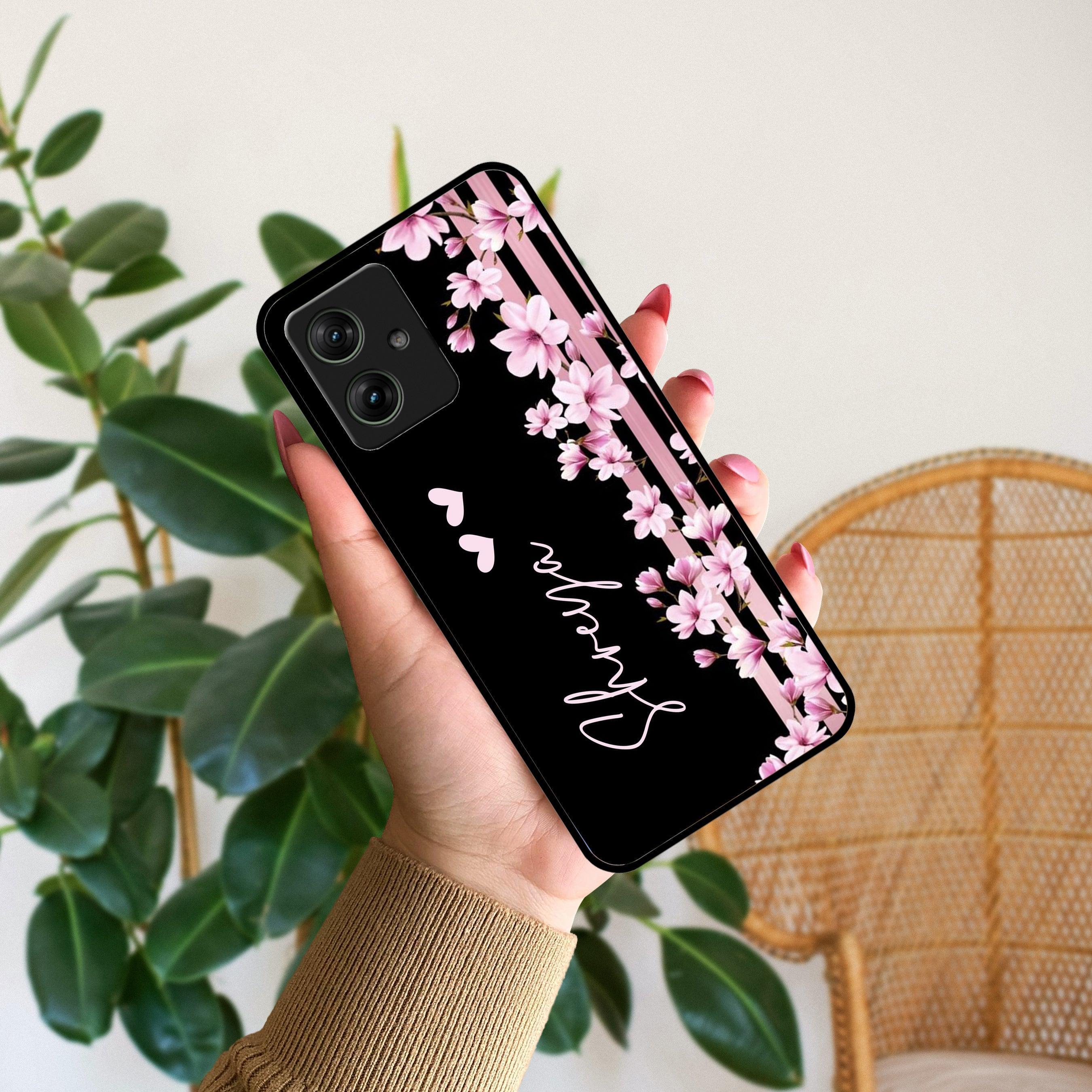 Pink Floral Glossy Metal Case Cover For Motorola - ShopOnCliQ