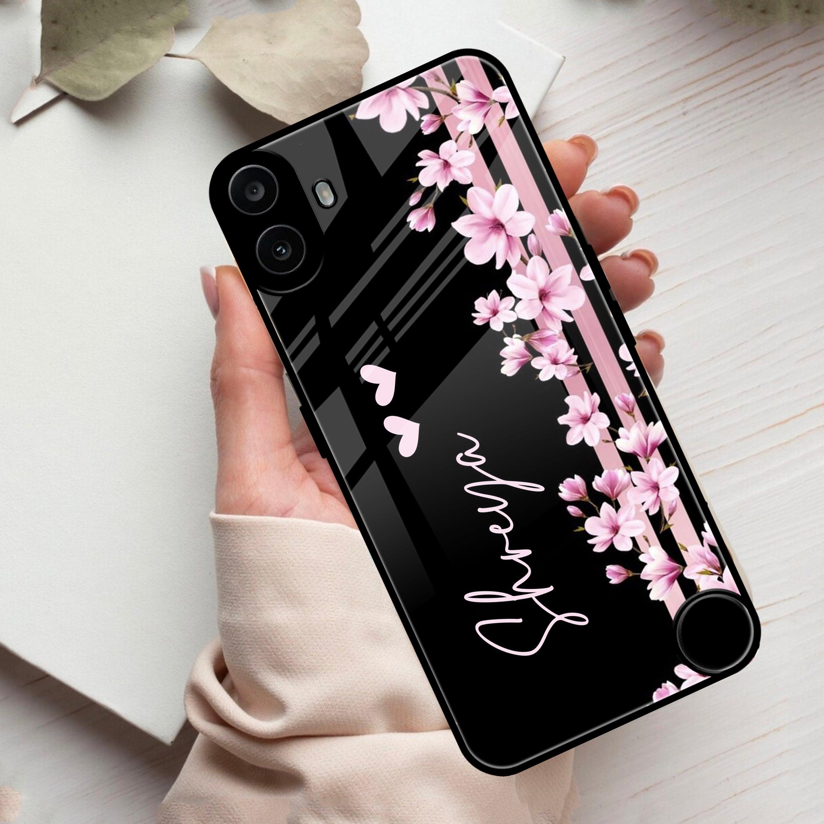 Pink Floral Glossy Metal Case Cover For Nothing - ShopOnCliQ