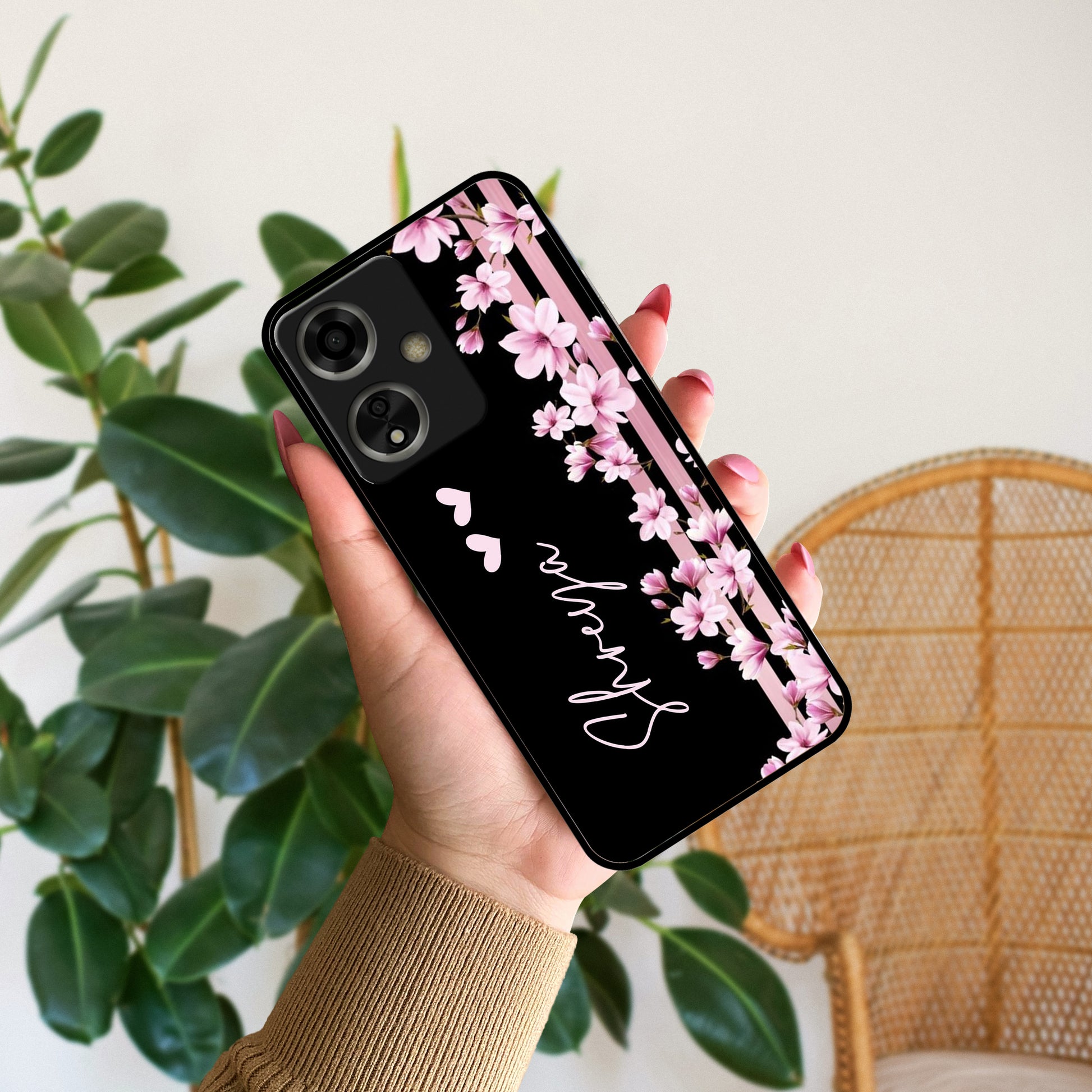 Pink Floral Glossy Metal Case Cover For Oppo - ShopOnCliQ